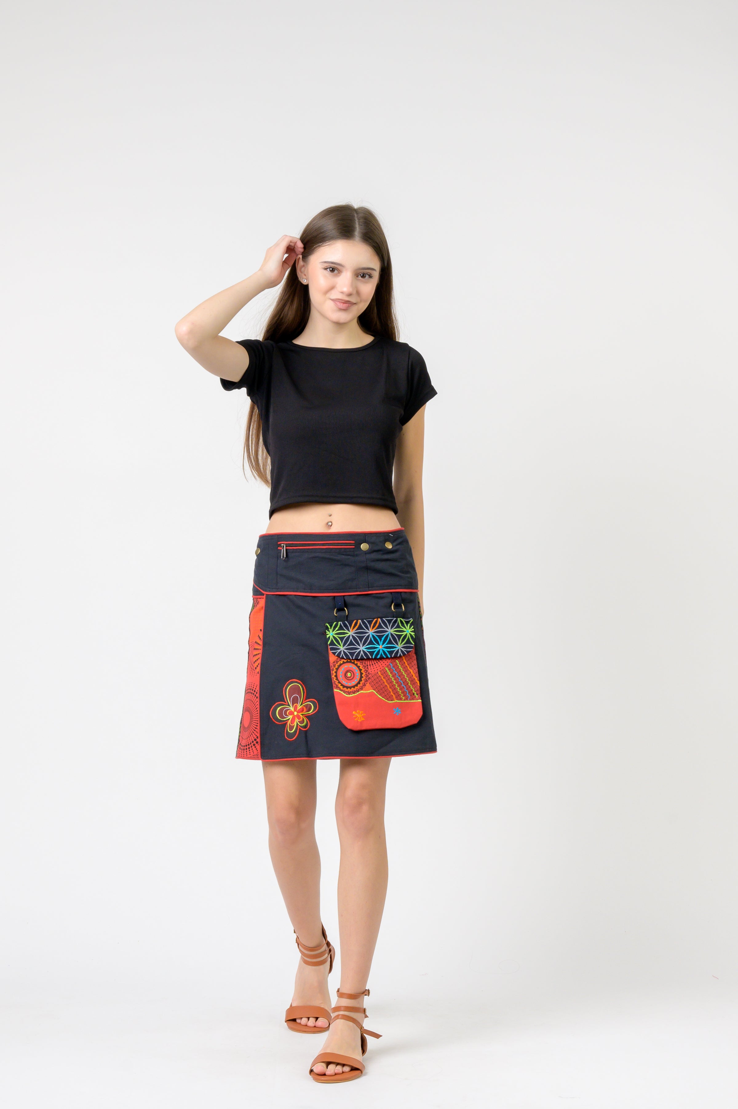 Rhea Pattern Print Pocket Skirt