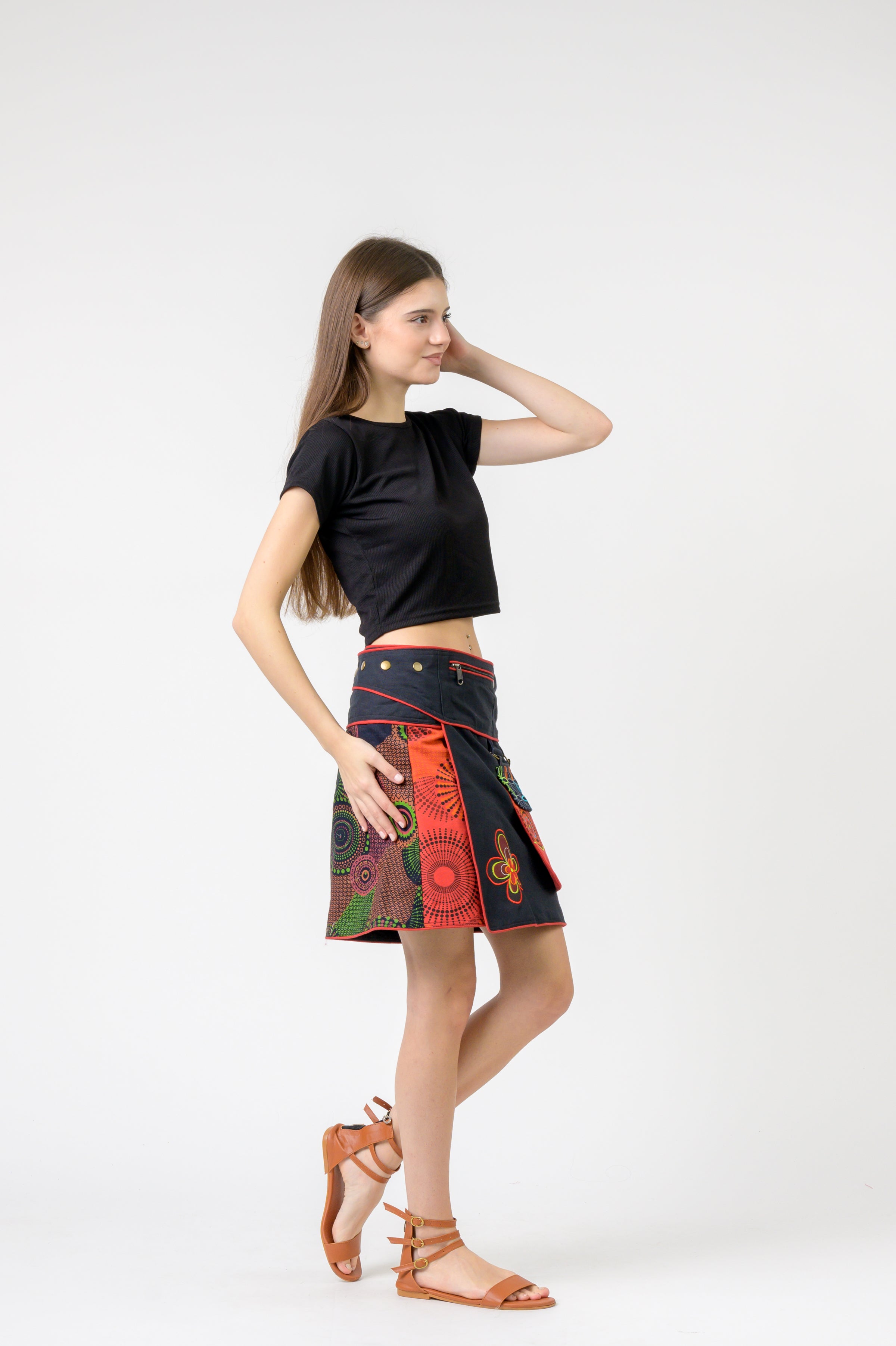 Rhea Pattern Print Pocket Skirt