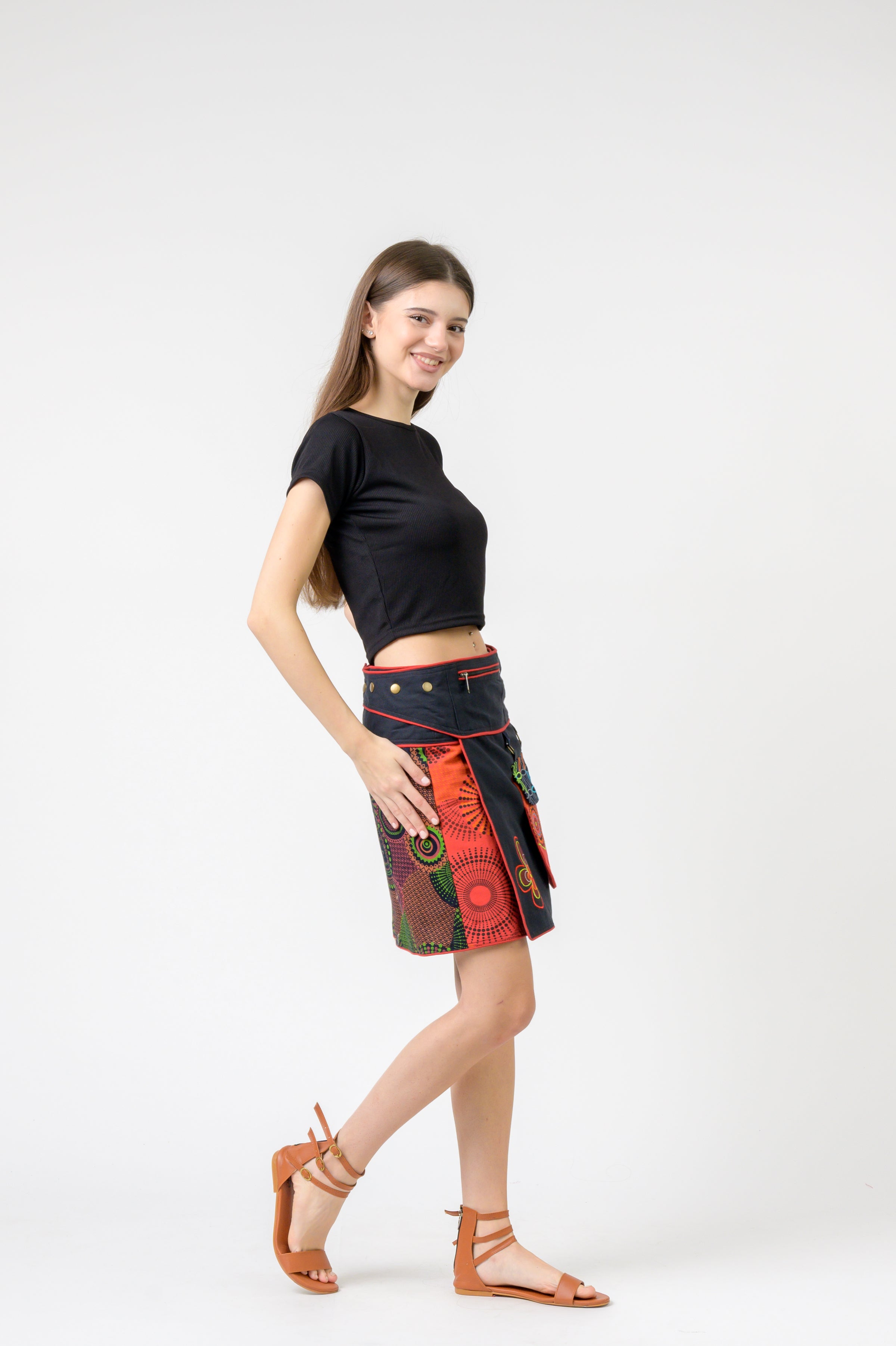 Rhea Pattern Print Pocket Skirt