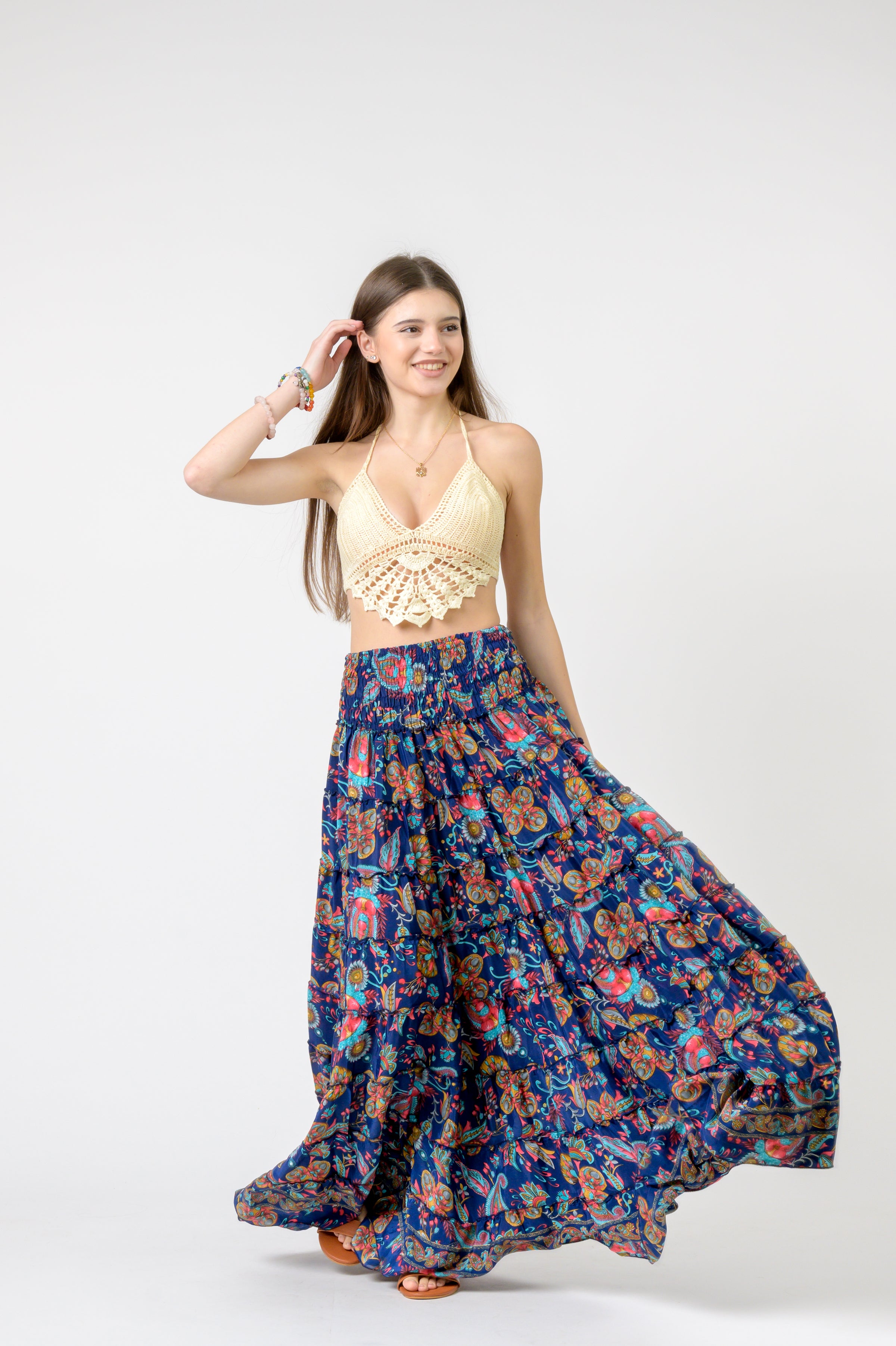 Rhea Layered Print Ruffle Skirt