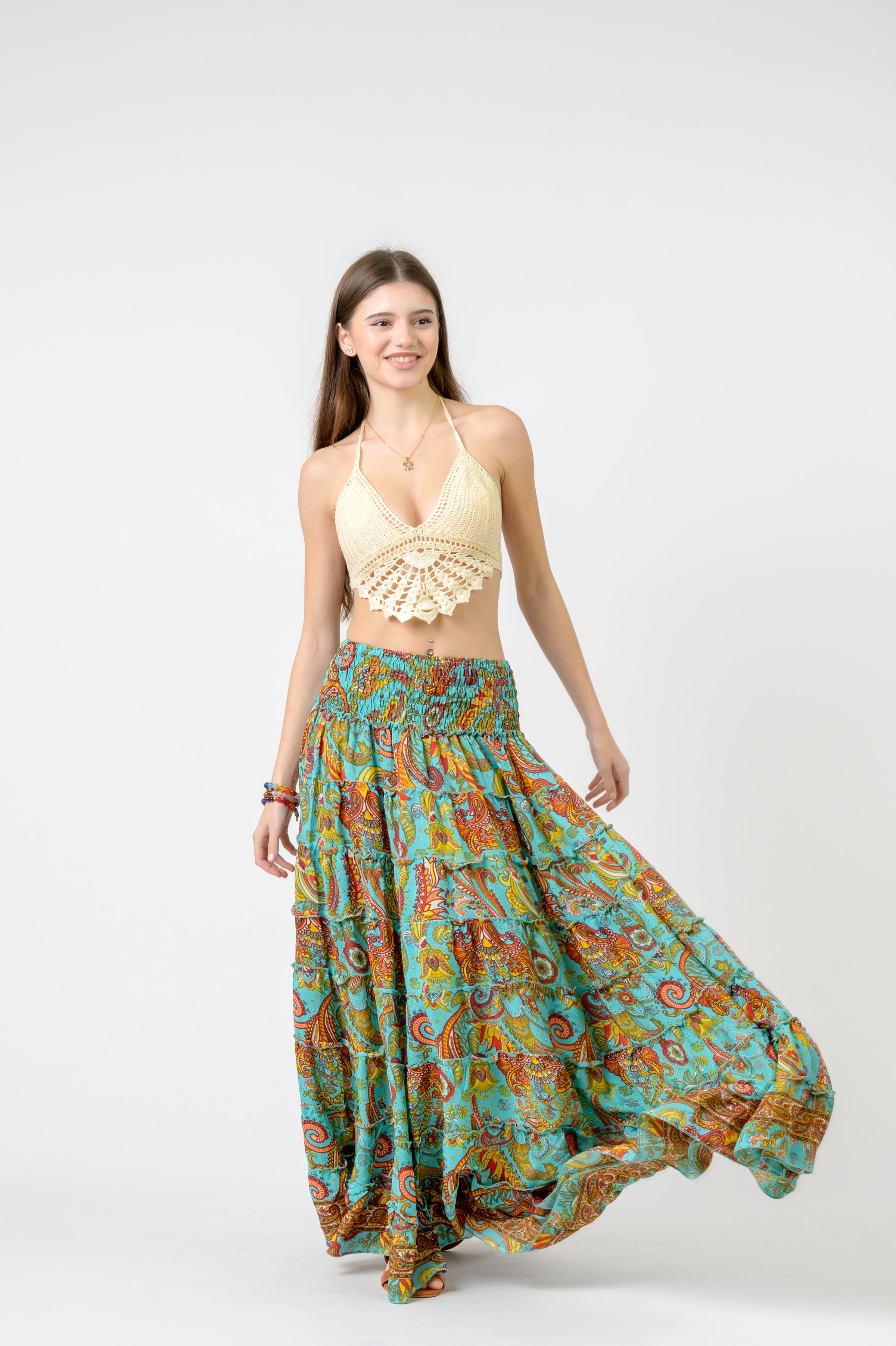 Rhea Layered Print Ruffle Skirt