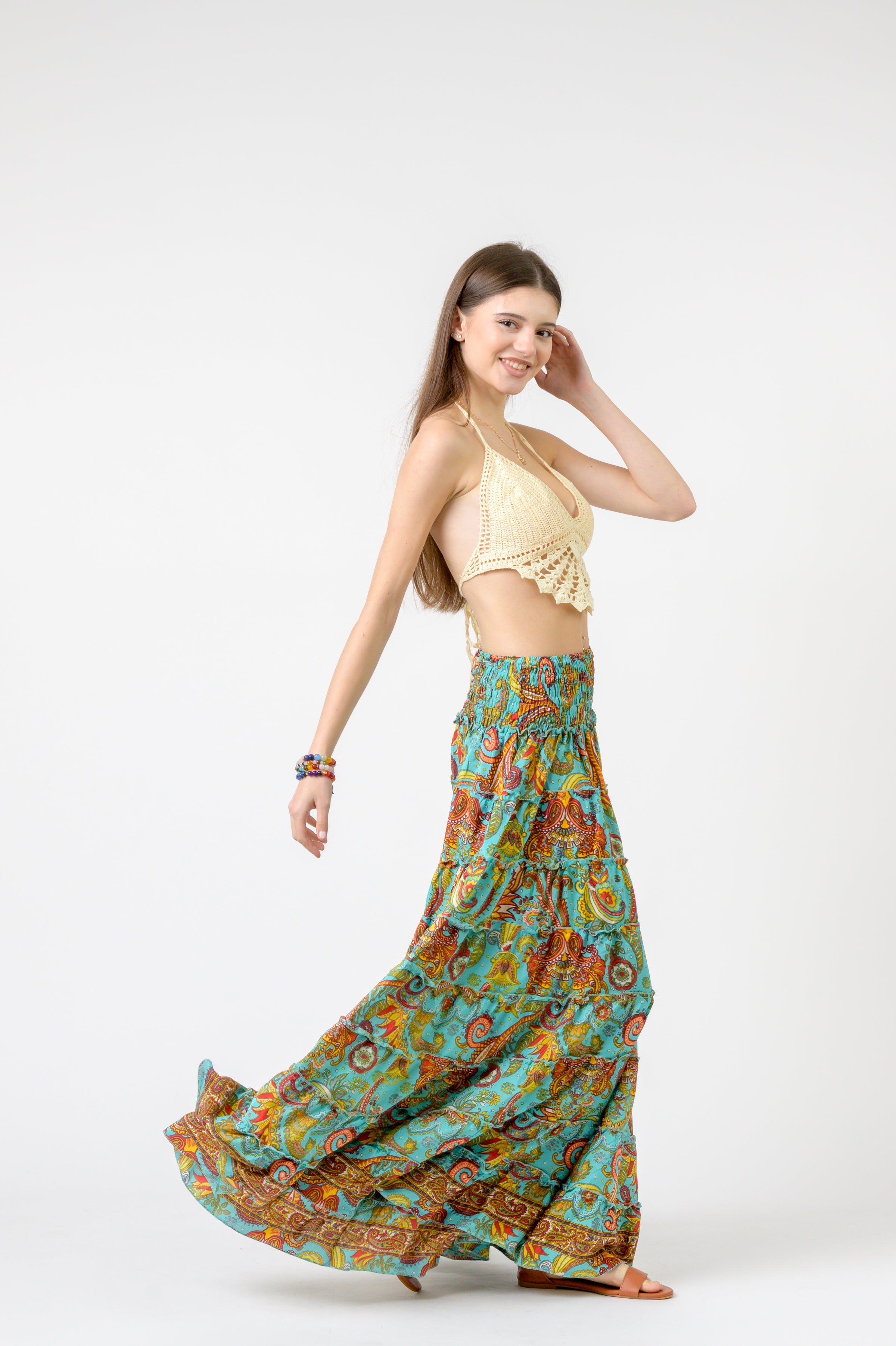 Rhea Layered Print Ruffle Skirt