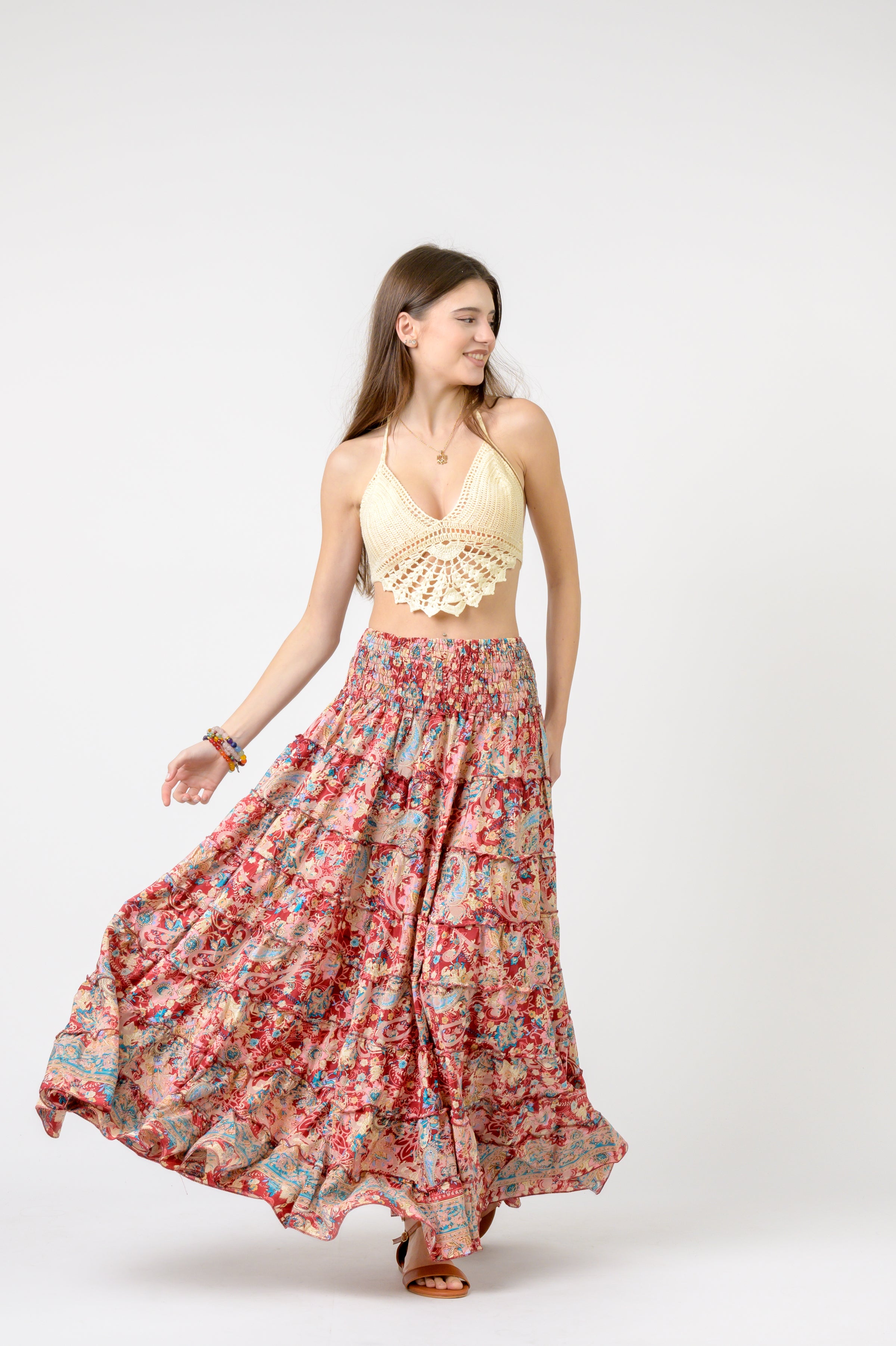 Rhea Layered Print Ruffle Skirt