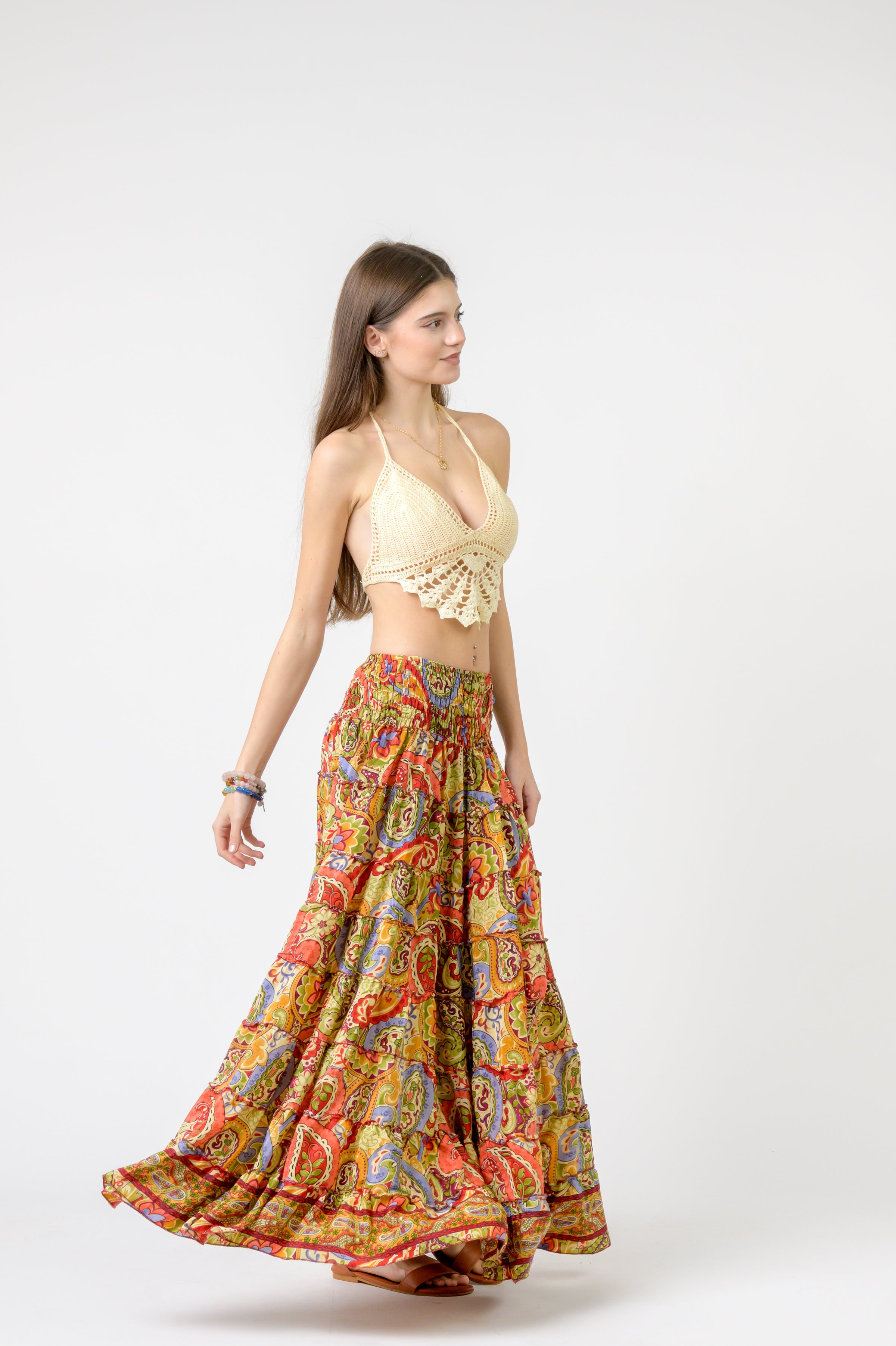 Rhea Layered Print Ruffle Skirt