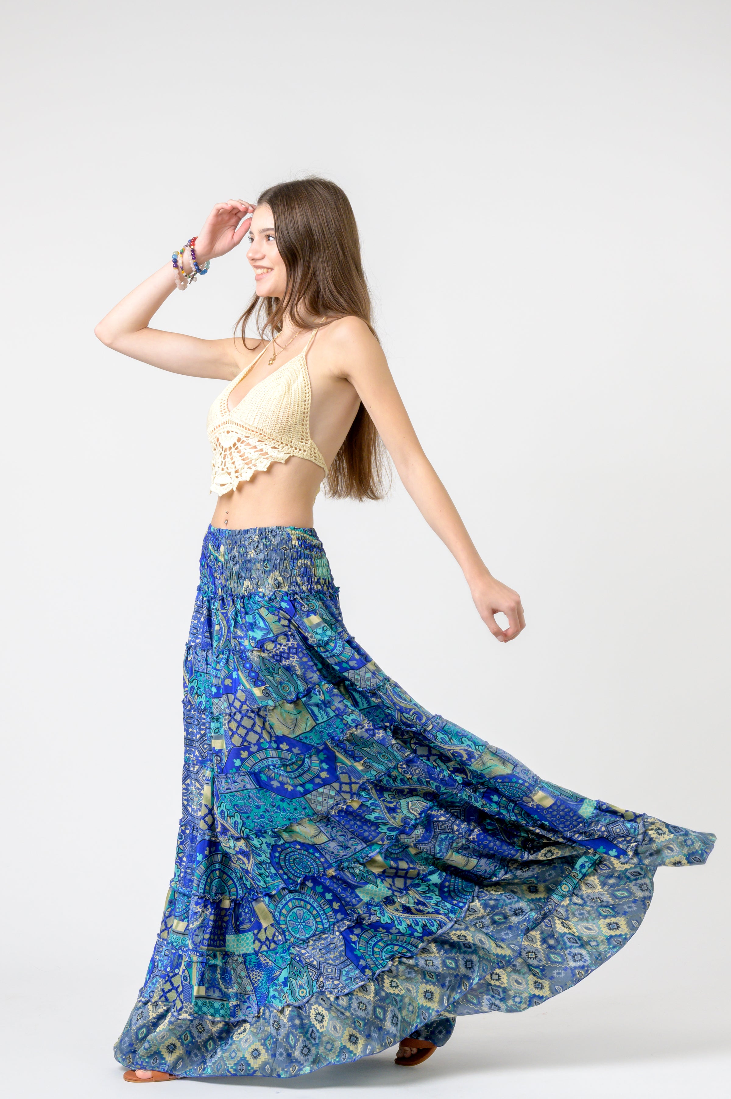 Rhea Layered Print Ruffle Skirt