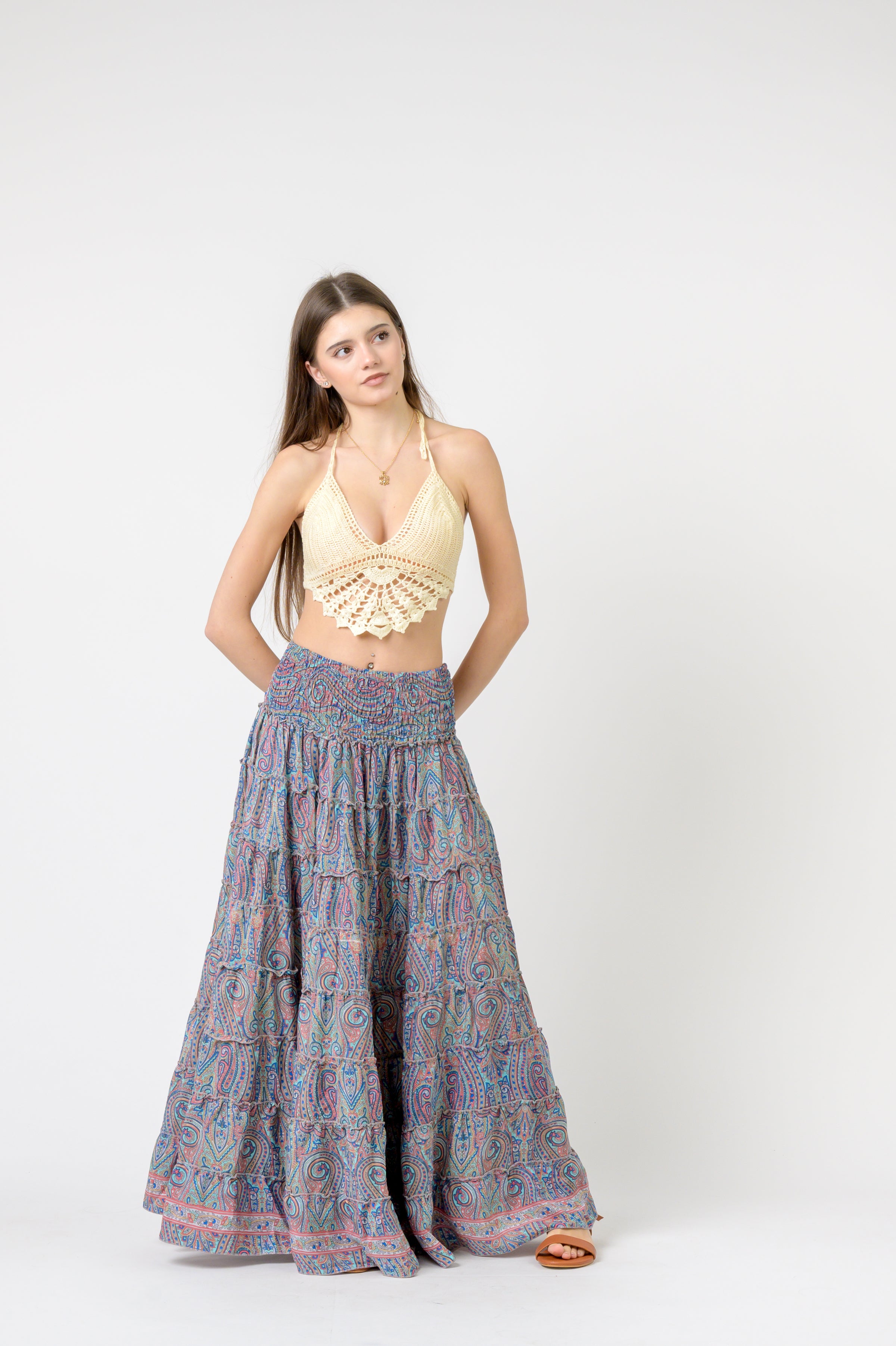 Rhea Layered Print Ruffle Skirt