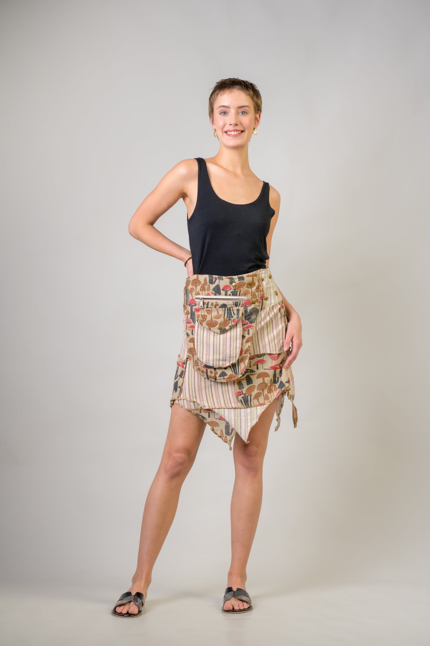 Rhea Stripe and Mushroom Patch Skirt