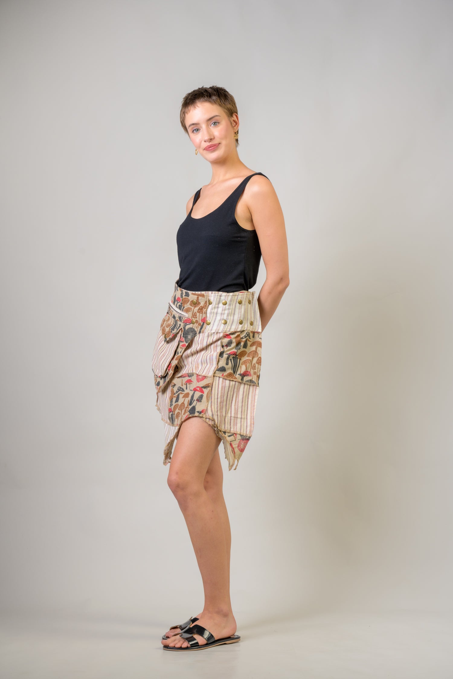 Rhea Stripe and Mushroom Patch Skirt