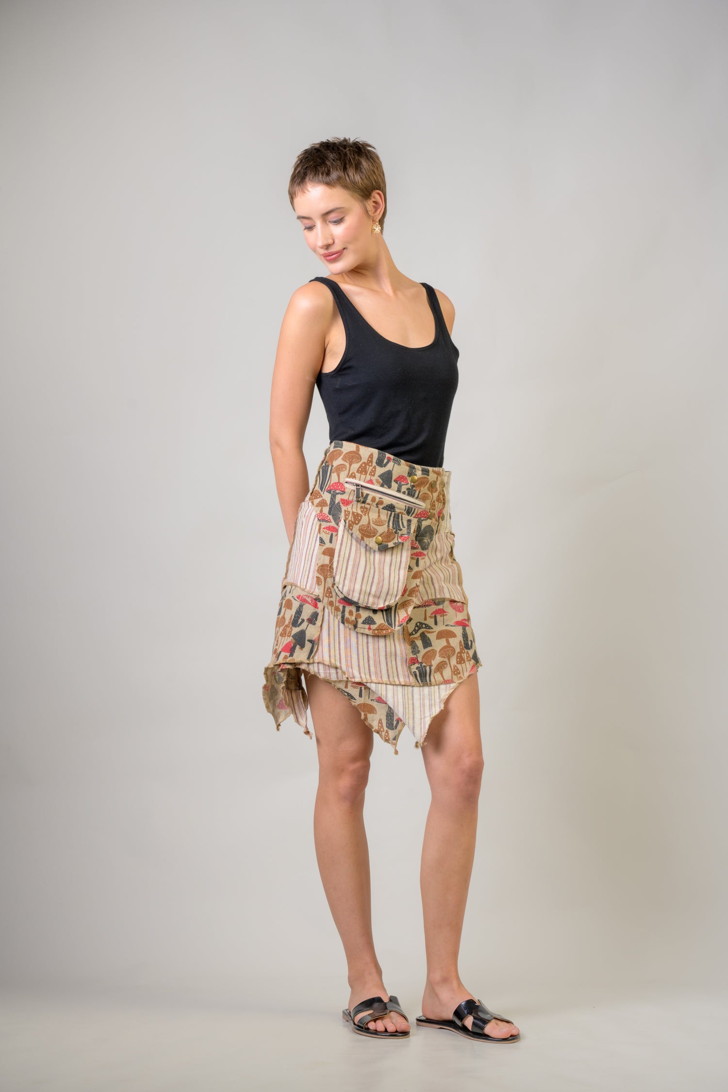 Rhea Stripe and Mushroom Patch Skirt