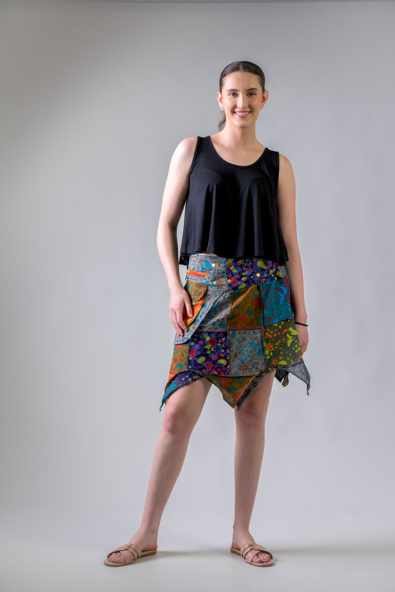 Rhea Colorful Mushroom Patches Skirt