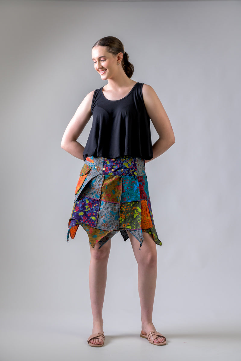 Rhea Colorful Mushroom Patches Skirt
