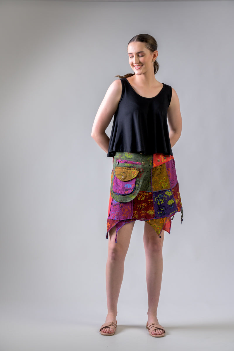 Rhea Colorful Mushroom Patches Skirt