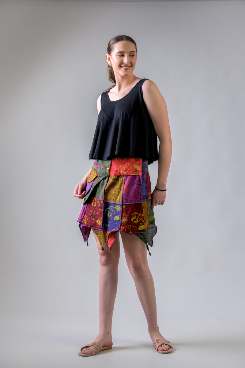 Rhea Colorful Mushroom Patches Skirt
