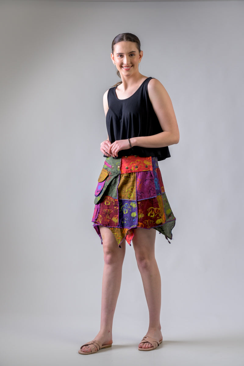 Rhea Colorful Mushroom Patches Skirt