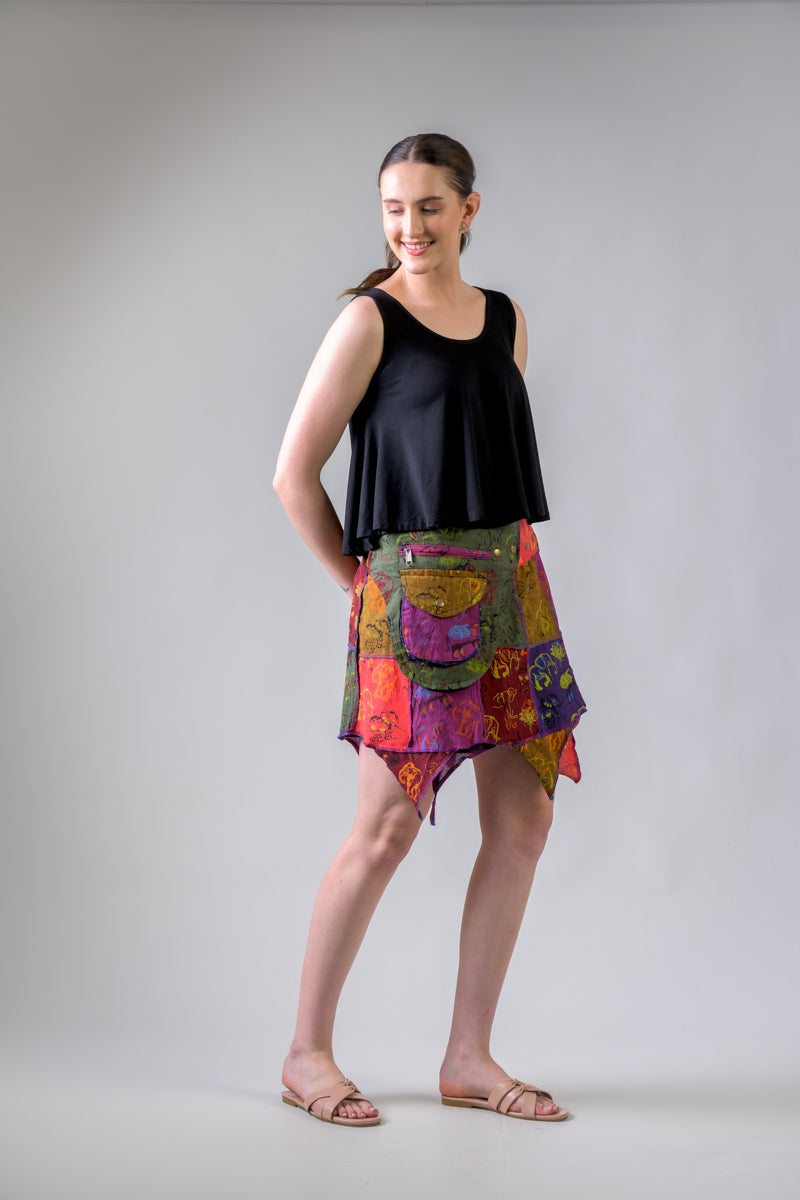 Rhea Colorful Mushroom Patches Skirt