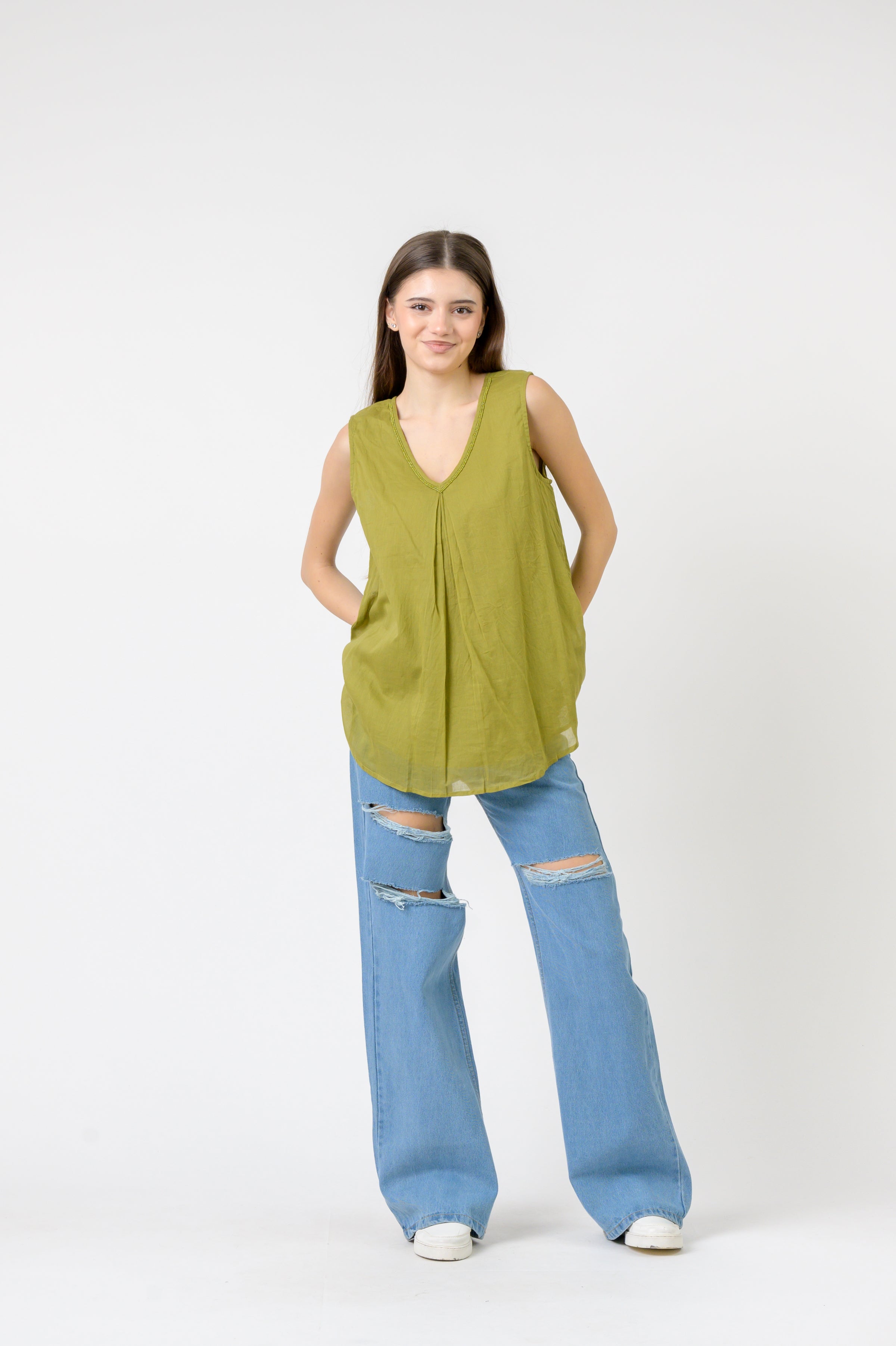 Rhea Solid Sleeveless Top