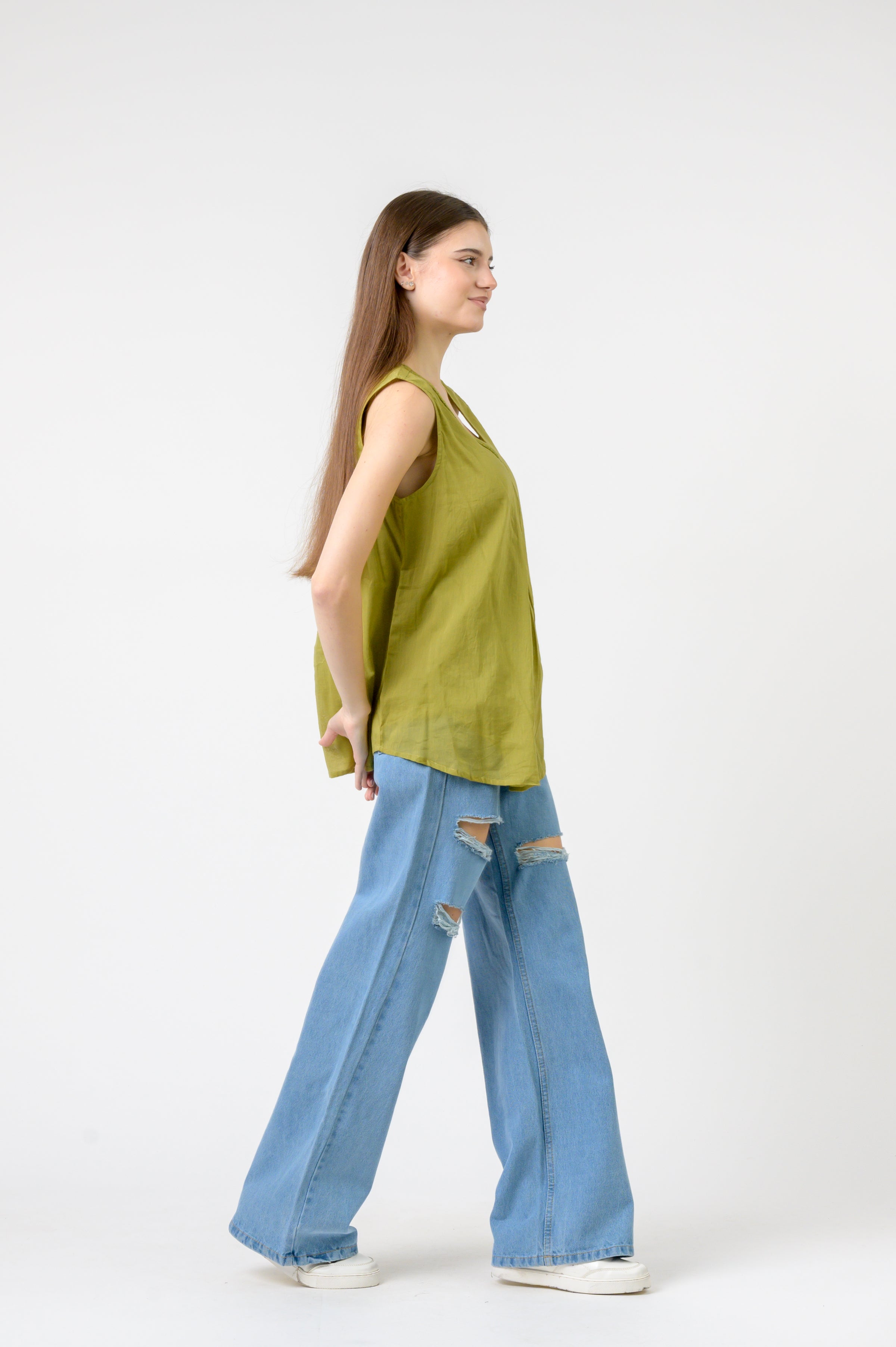 Rhea Solid Sleeveless Top