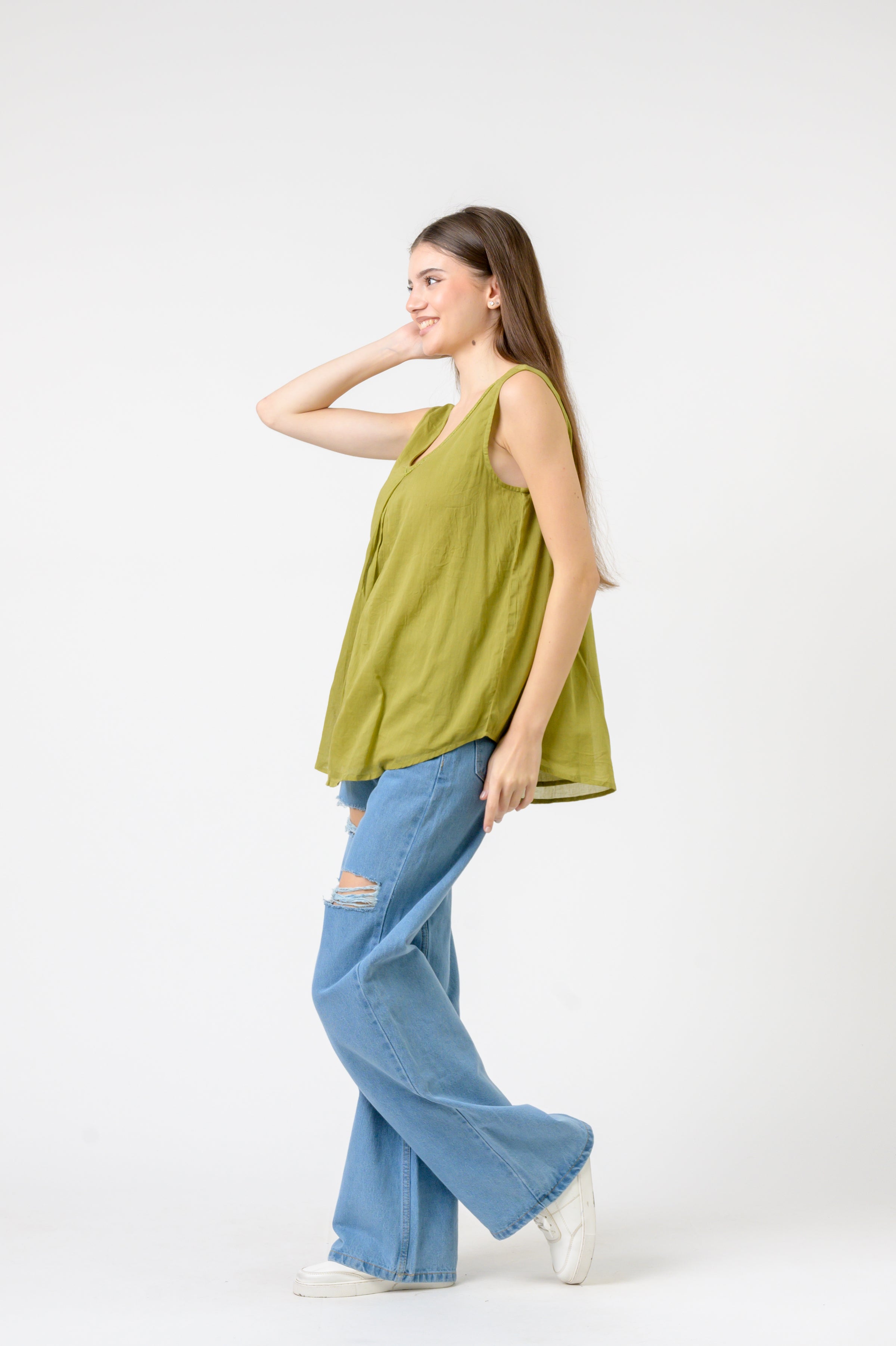 Rhea Solid Sleeveless Top