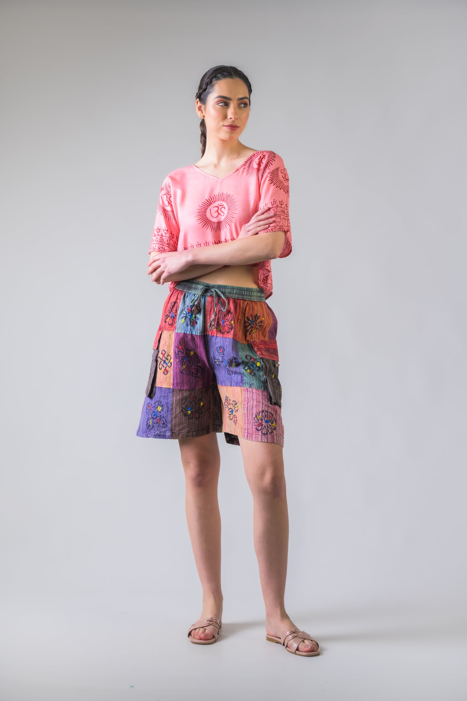 Rhea Cotton Mix Patch Short Trouser Multicolor / Small