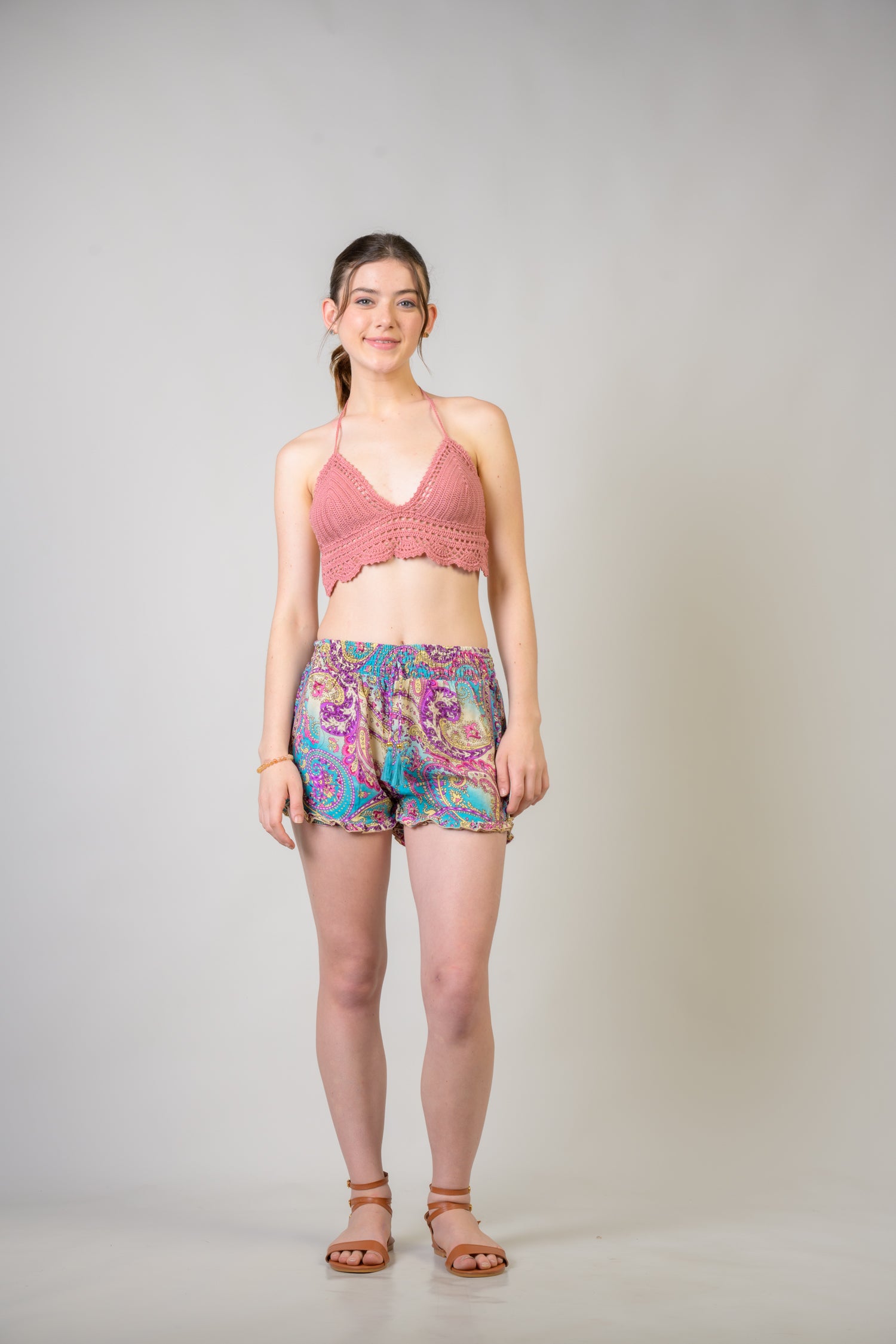 Rhea Patterned Bobbin Shorts Assorted / One Size
