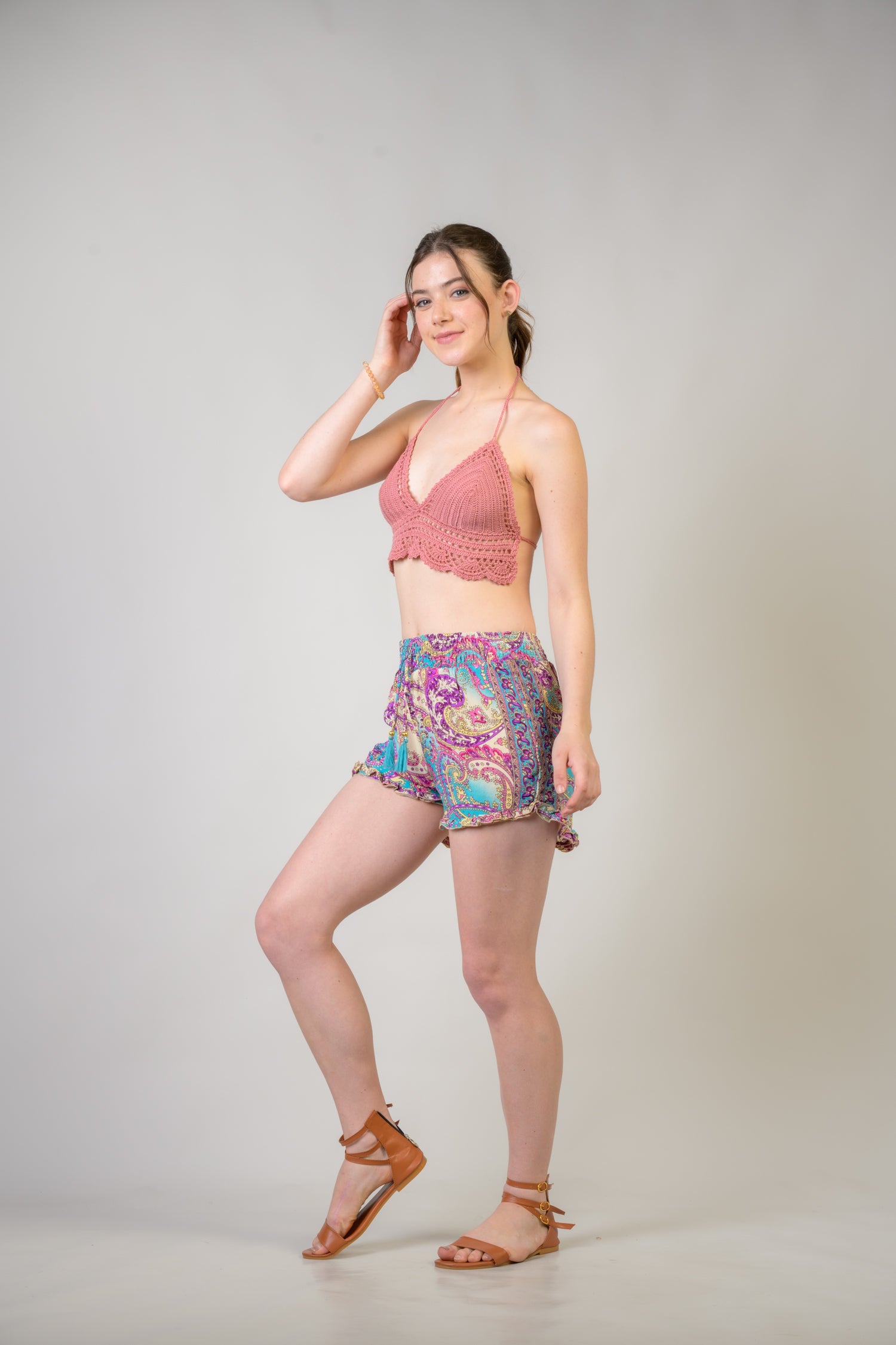 Rhea Patterned Bobbin Shorts Assorted / One Size
