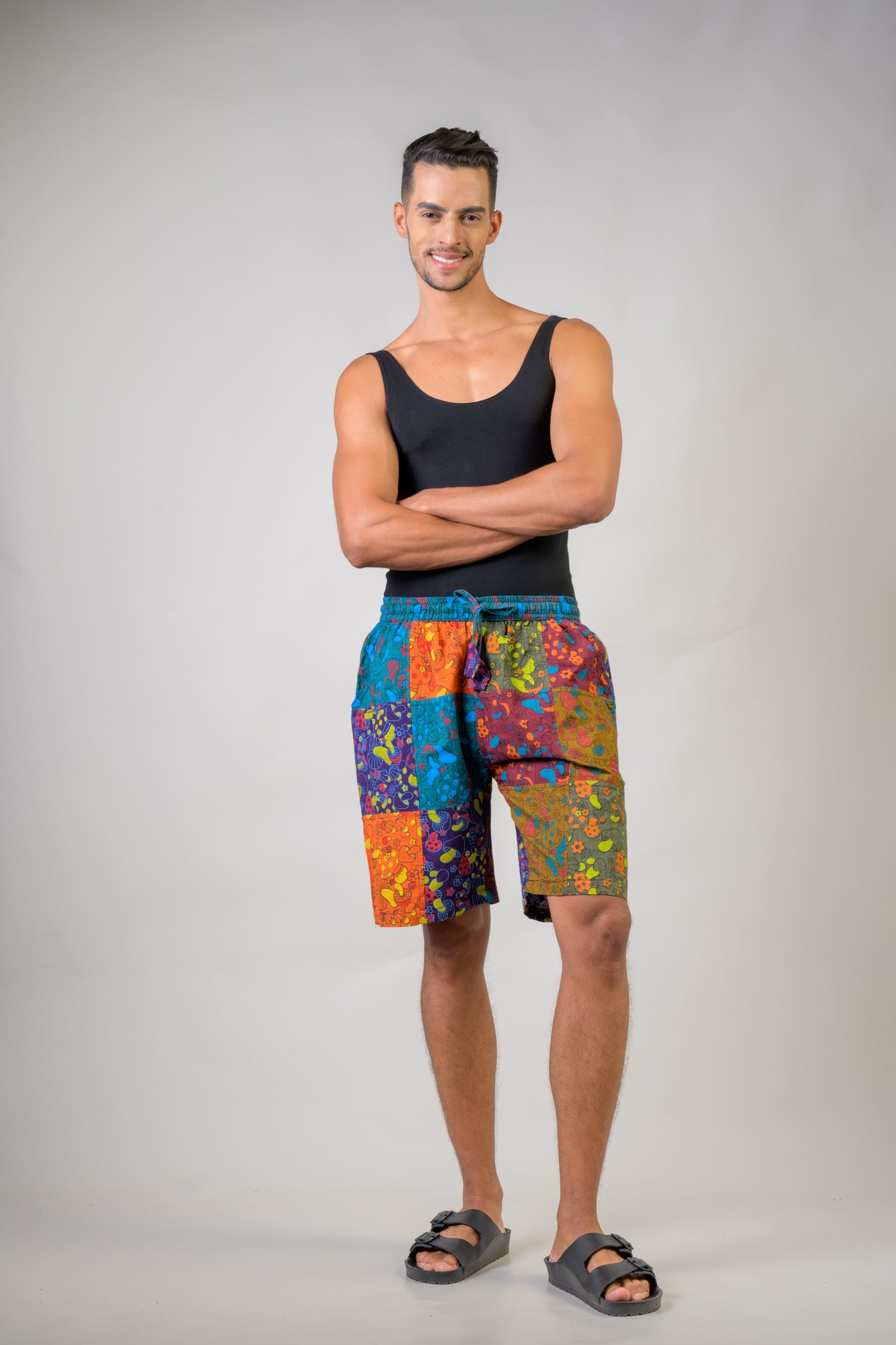 Rhea Colorful Mushroom Patches Shorts Multicolor / Small