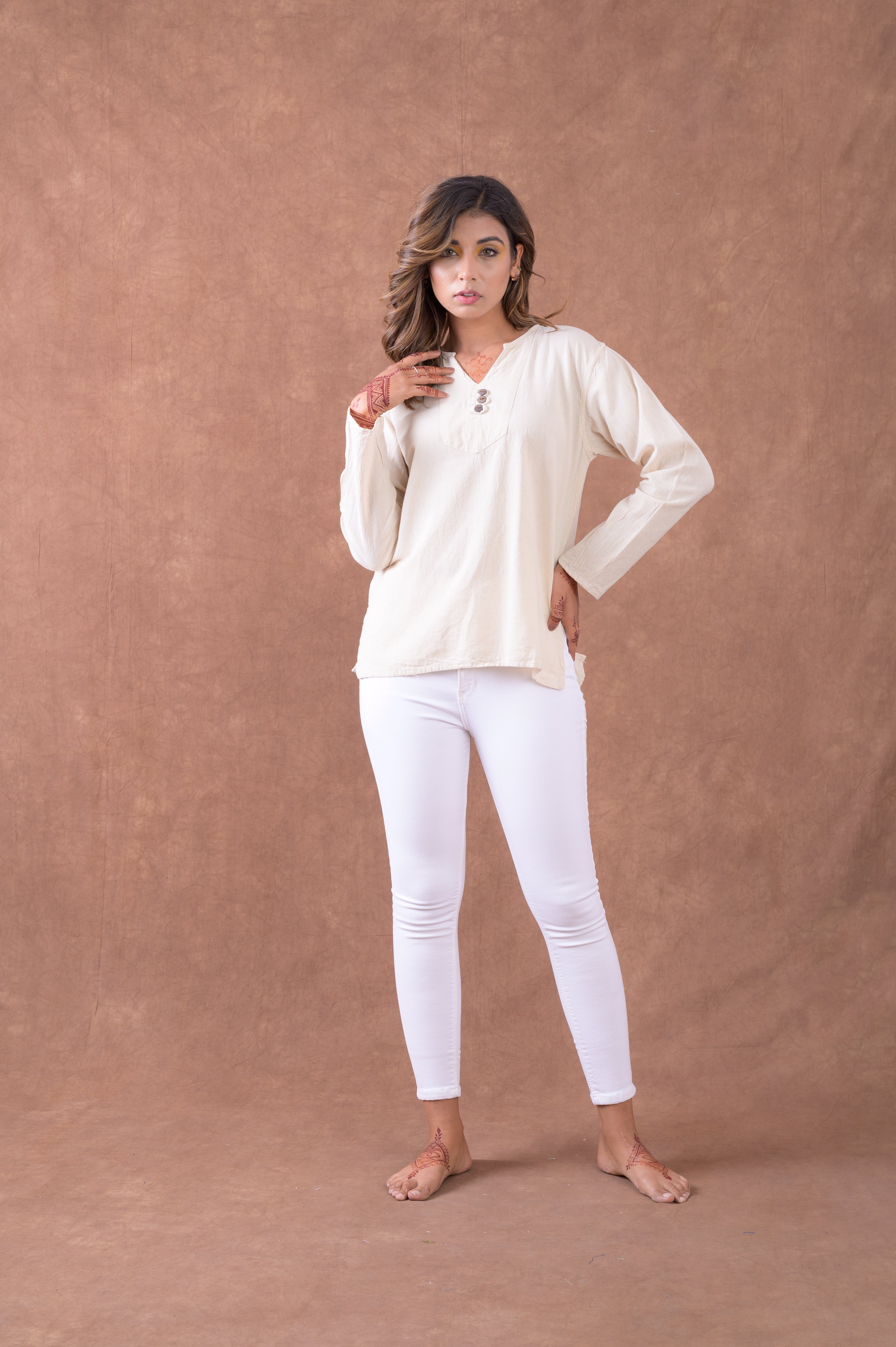 Rhea Button V-Neck Shirt