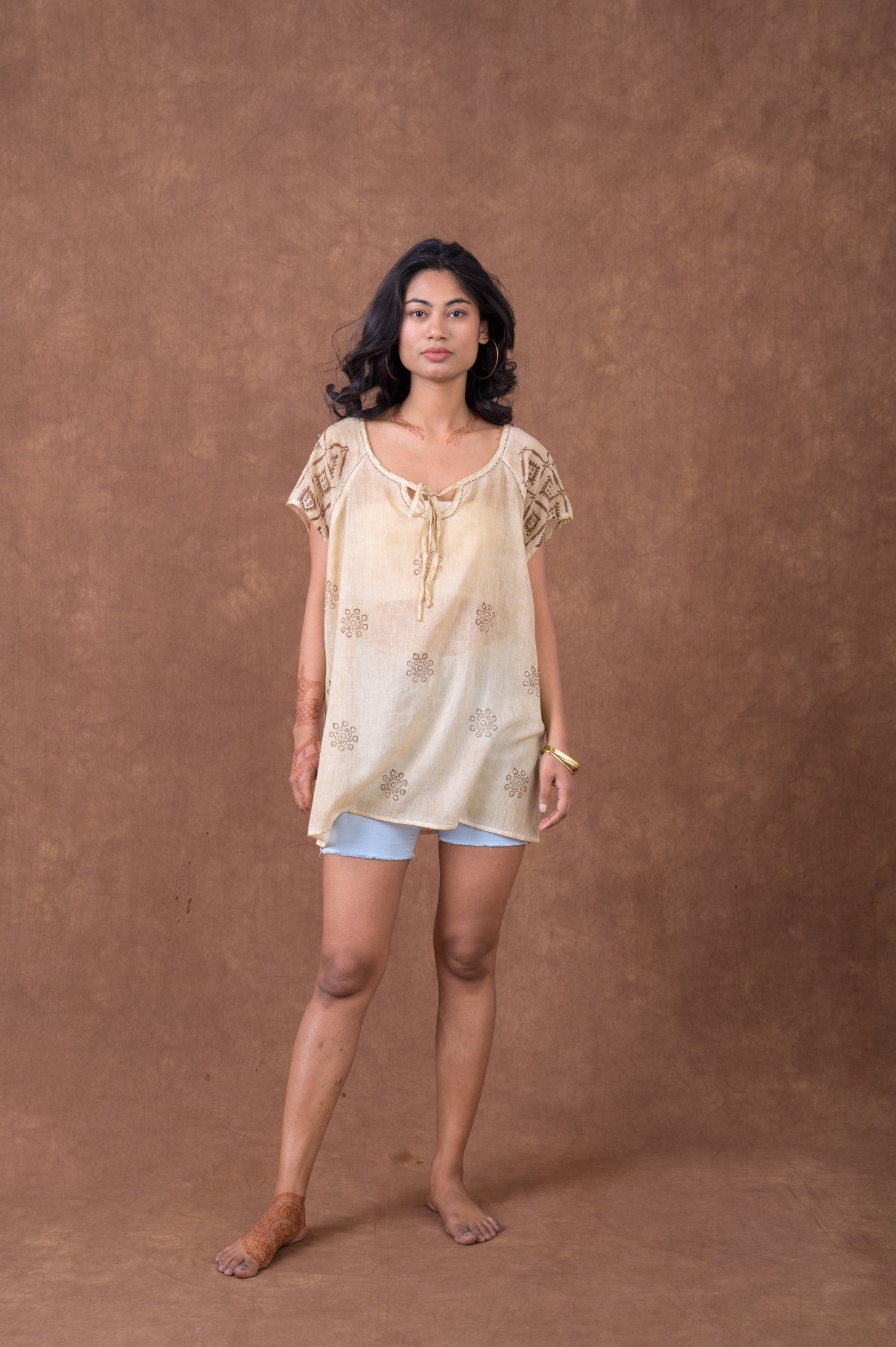 Rhea Short Sleeve Boho Print Top