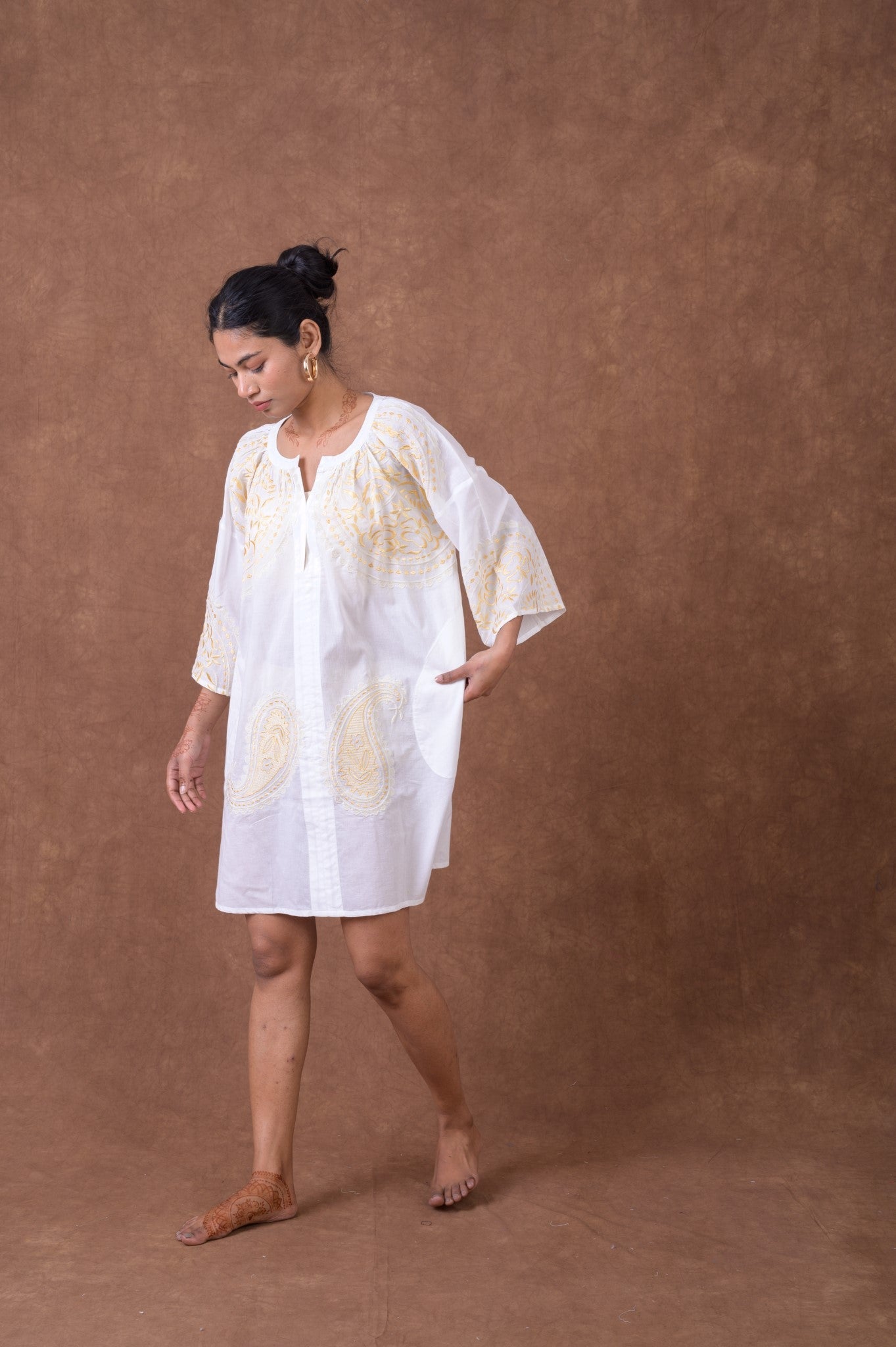 Rhea Embroidered Tunic Top White / L/X