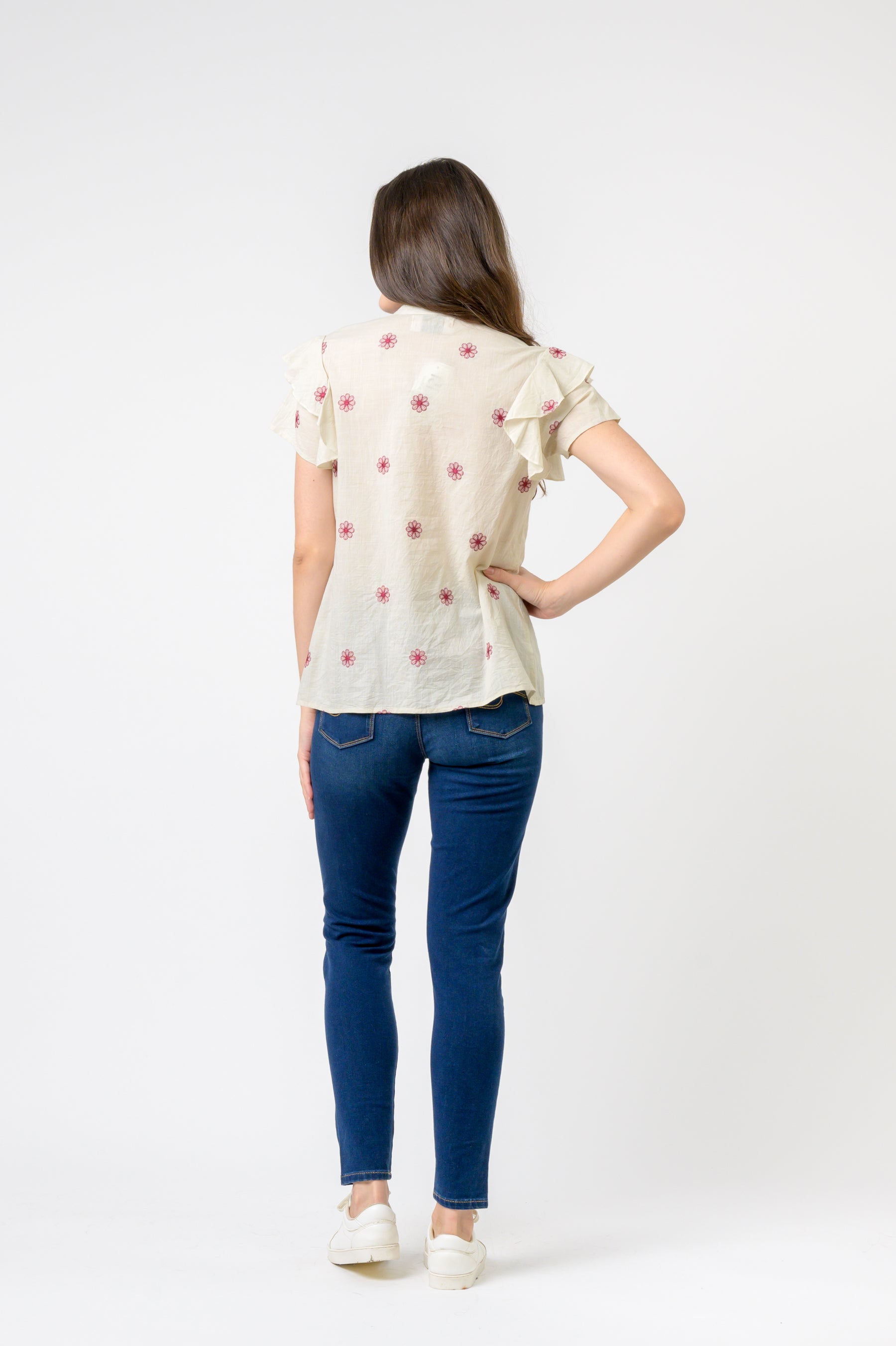Rhea Flower Spot Short Sleeve Top