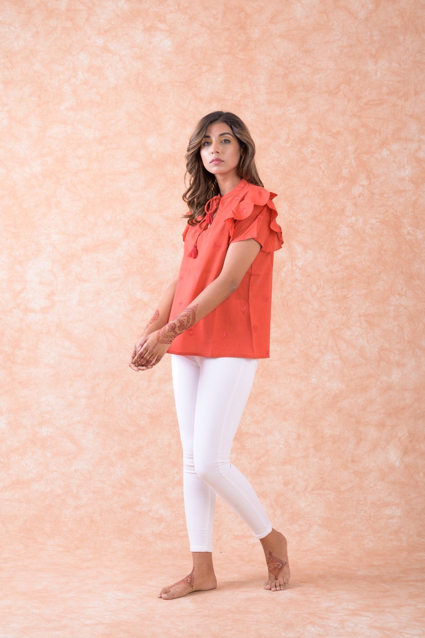 Rhea Flower Spot Short Sleeve Top