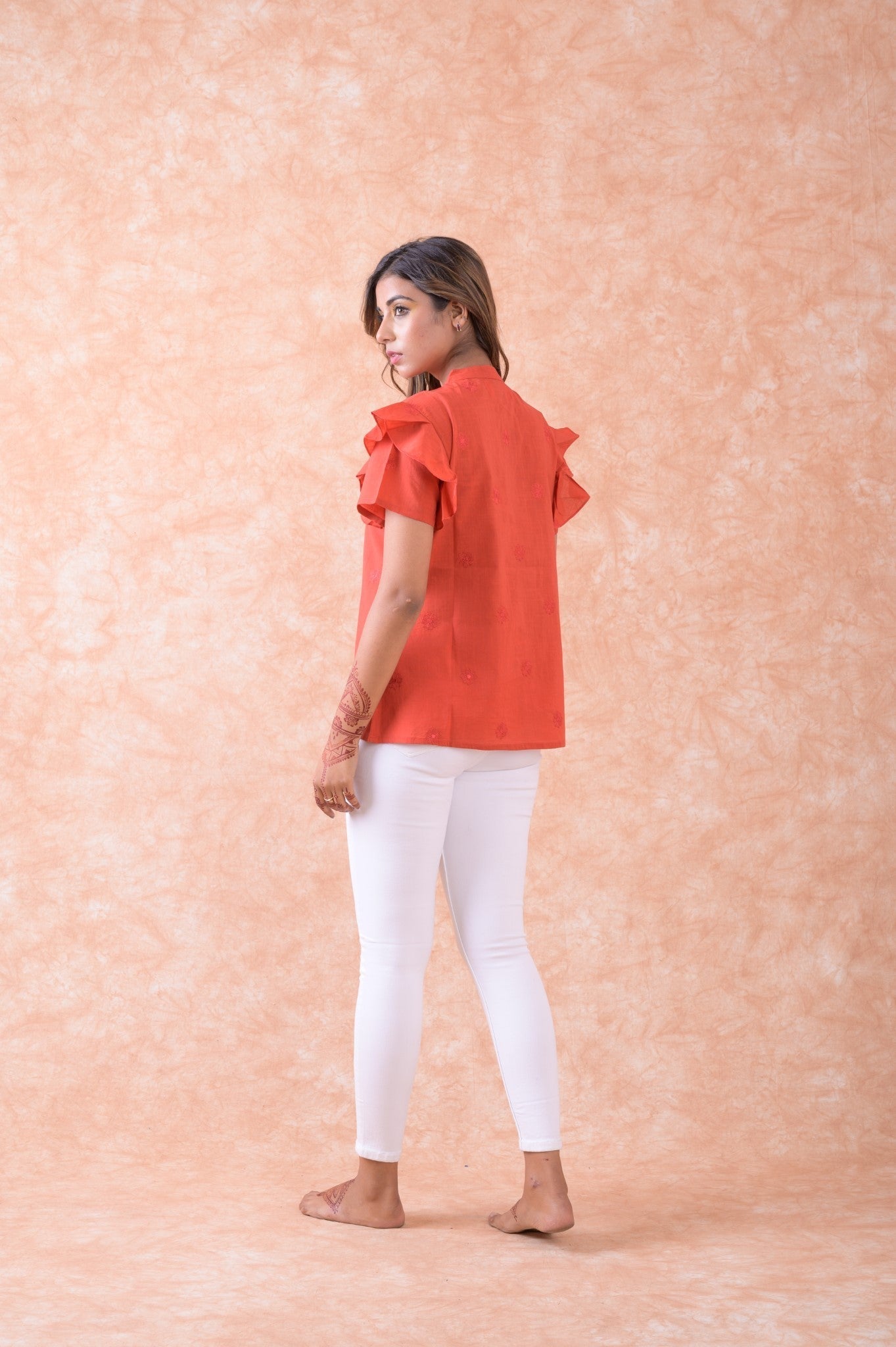 Rhea Flower Spot Short Sleeve Top