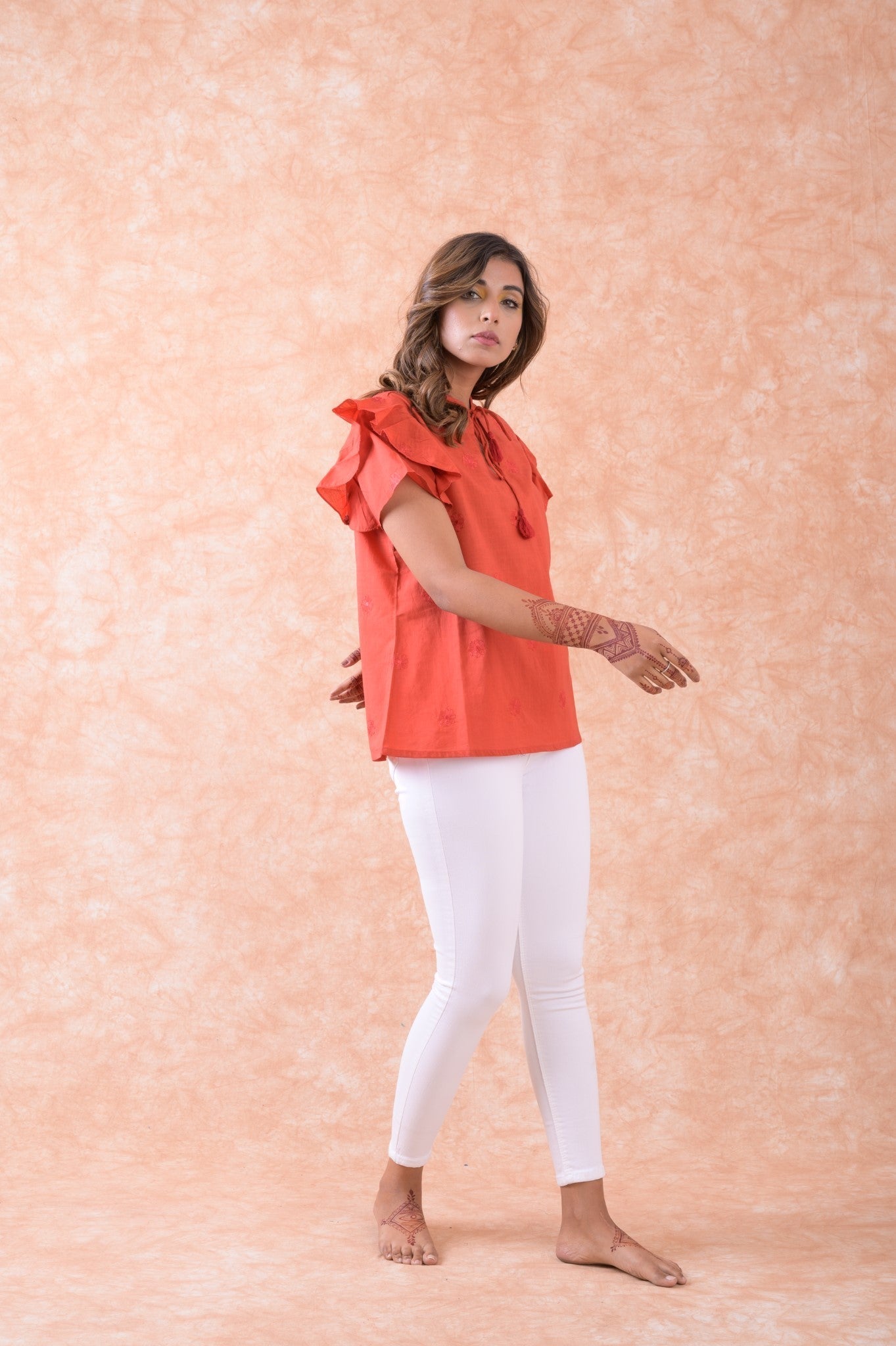 Rhea Flower Spot Short Sleeve Top