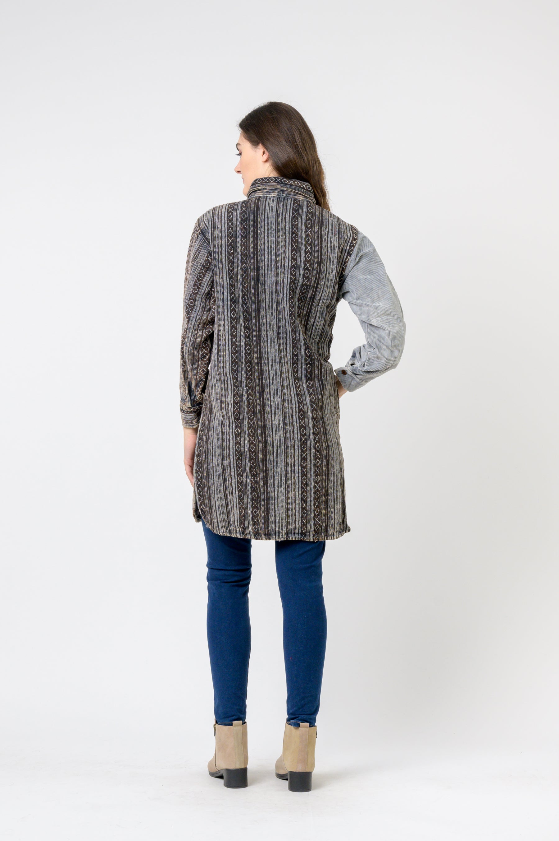 Rhea Dual-Texture Long Shirt