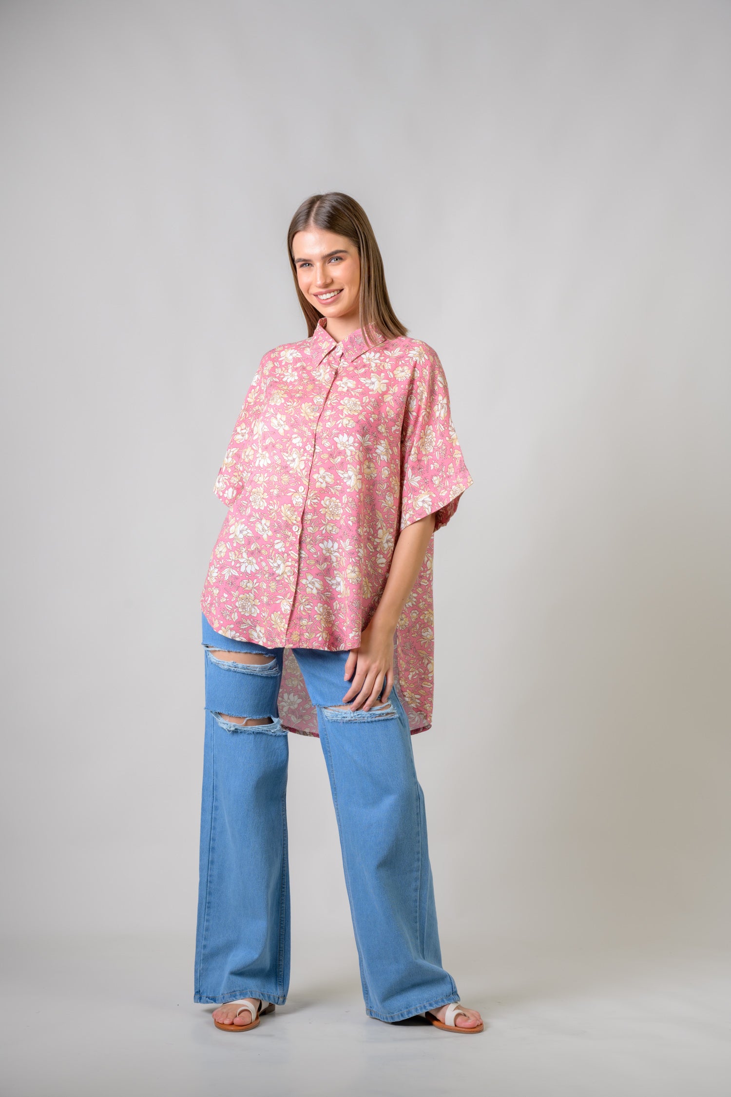Rhea Mila Flower Shirt Green / S/M