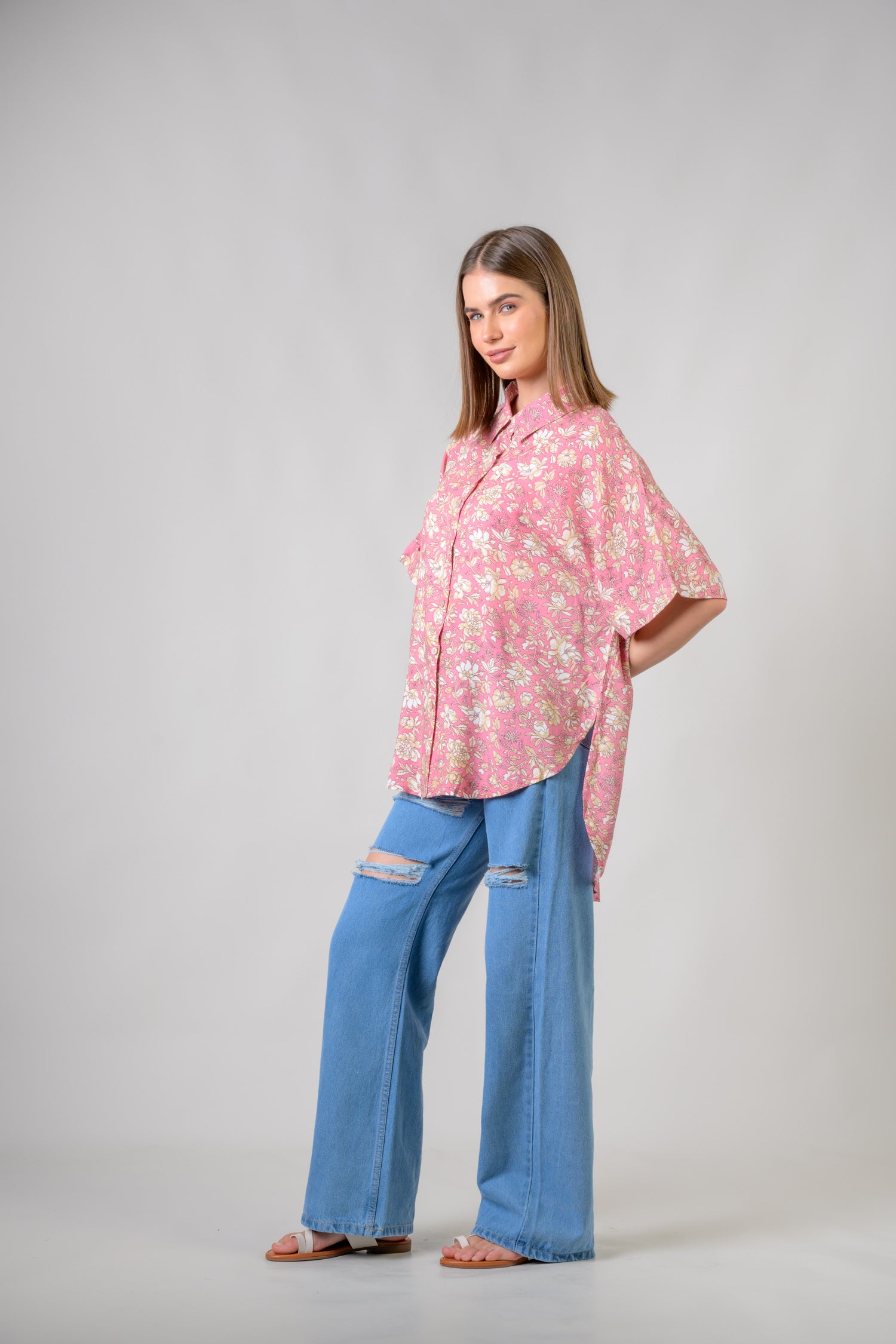 Rhea Mila Flower Shirt Green / S/M