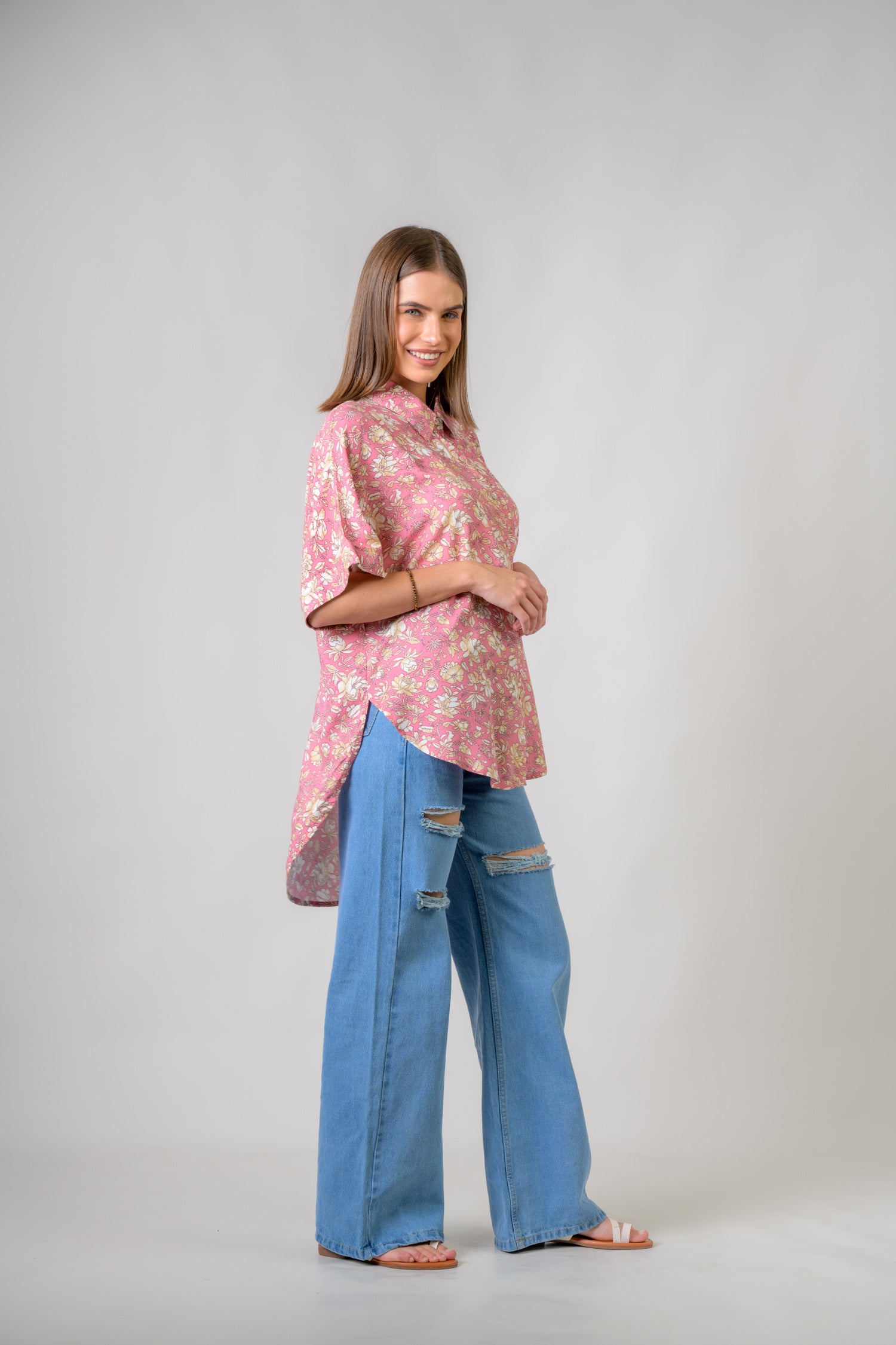 Rhea Mila Flower Shirt Green / S/M