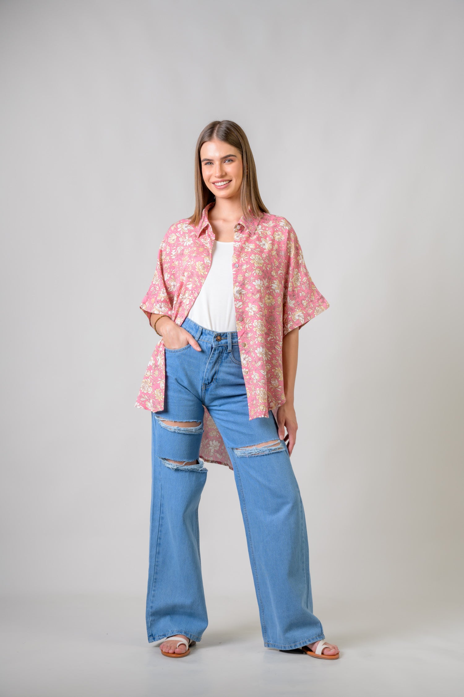 Rhea Mila Flower Shirt Green / S/M