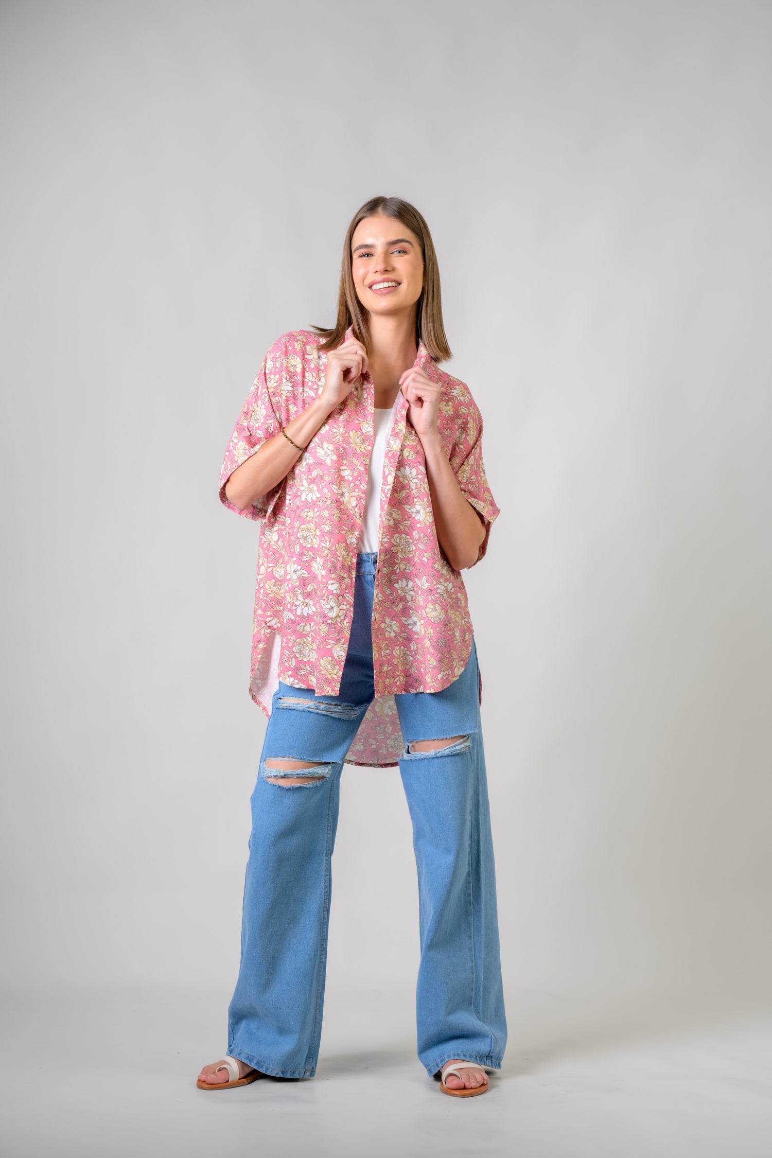 Rhea Mila Flower Shirt Green / S/M