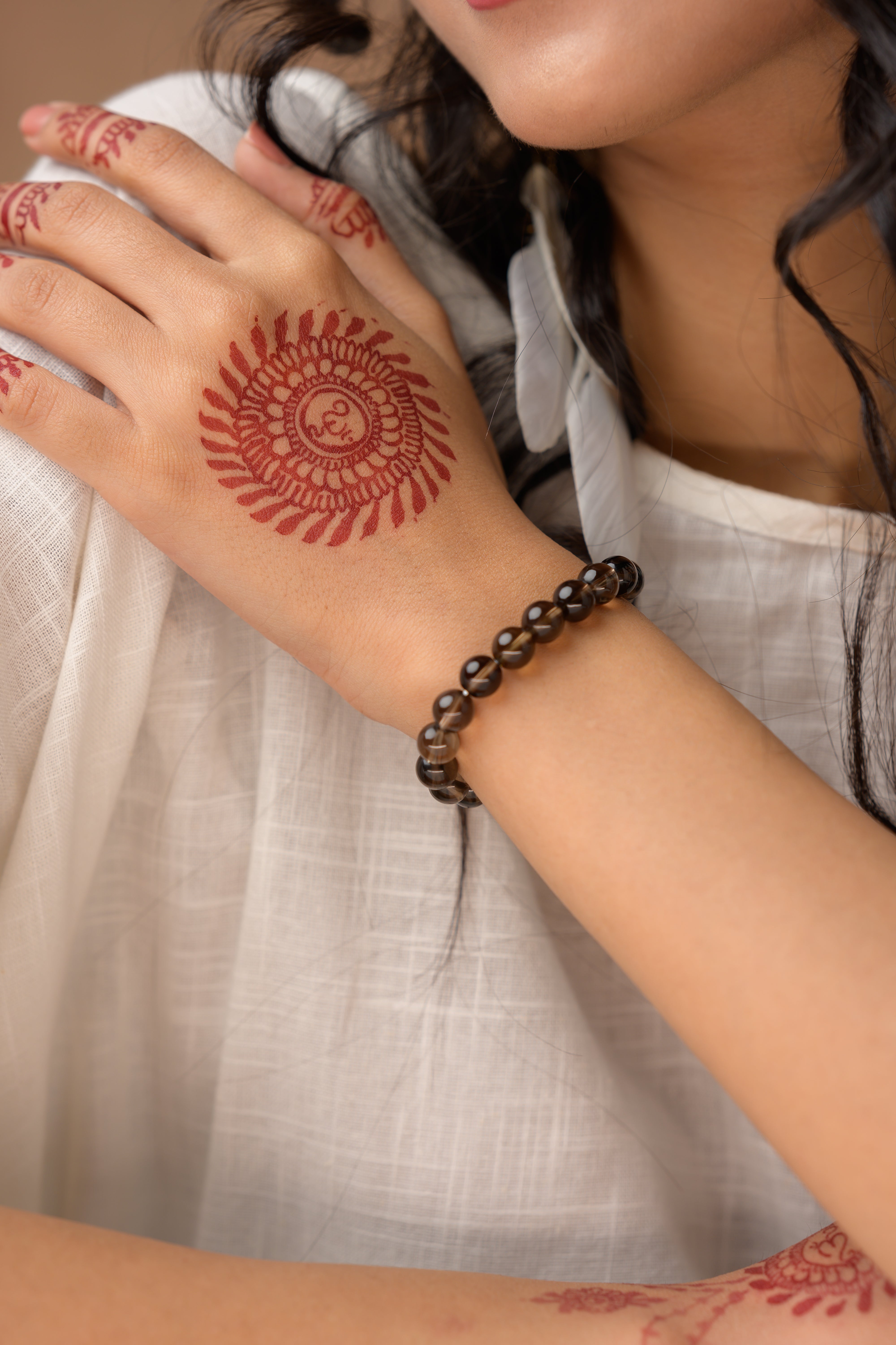 Smoky Quartz Bead Bracelet