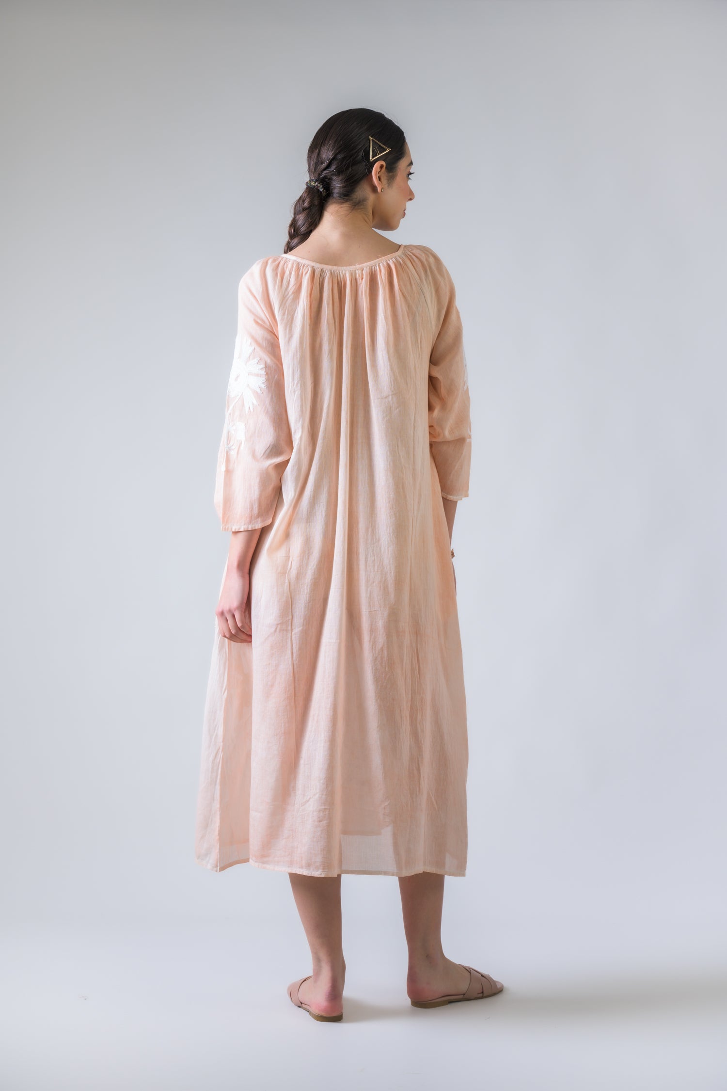 Rhea Hand Embroidered Pigment Dyed Tunic Navy Blue / One Size