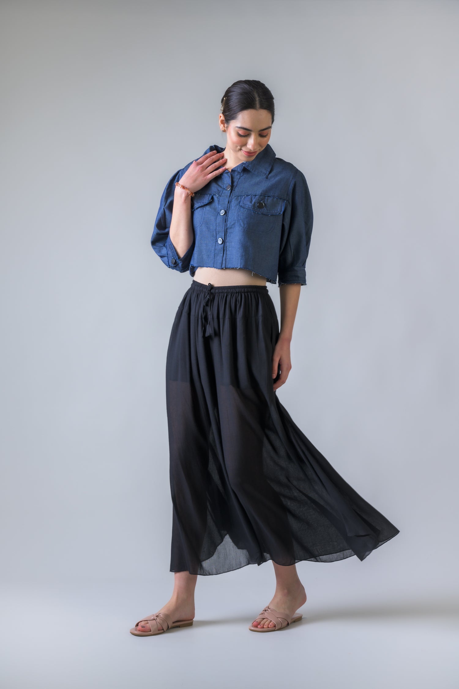 Rhea Pocket and Style Top Blue / Large