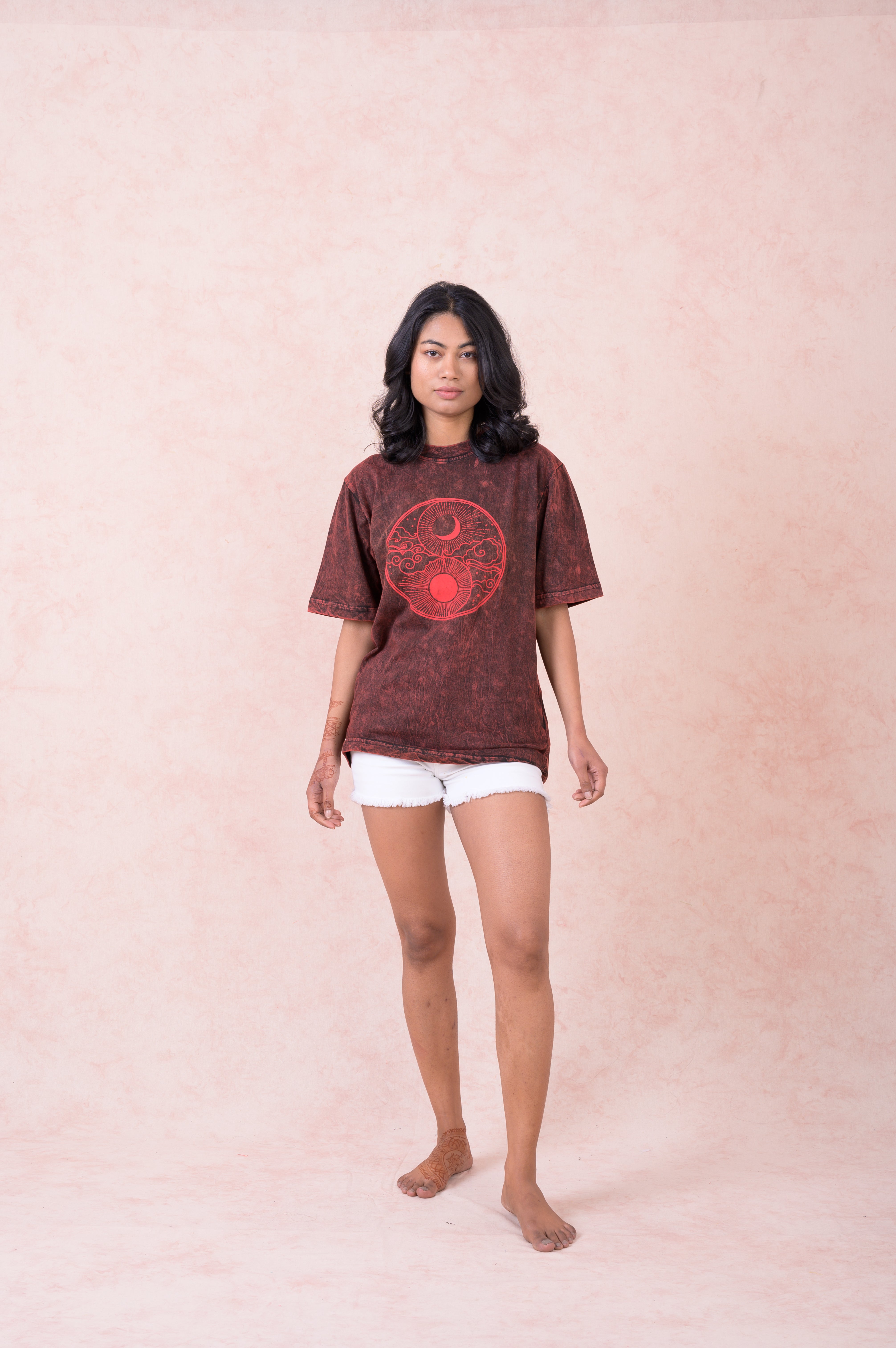 Rhea Sun and Moon Yin Yang T-Shirt Black / Small