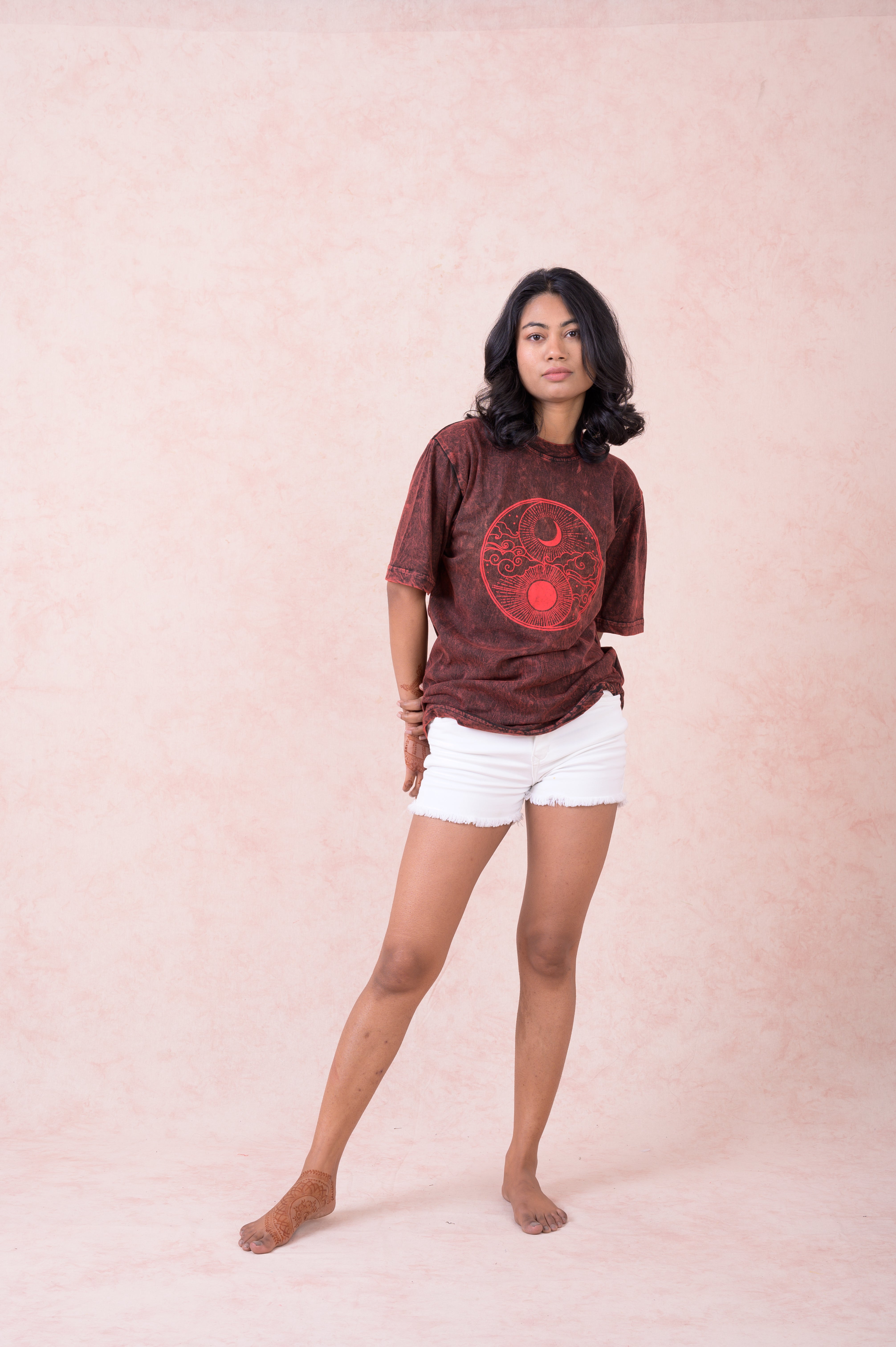 Rhea Sun and Moon Yin Yang T-Shirt Black / Small