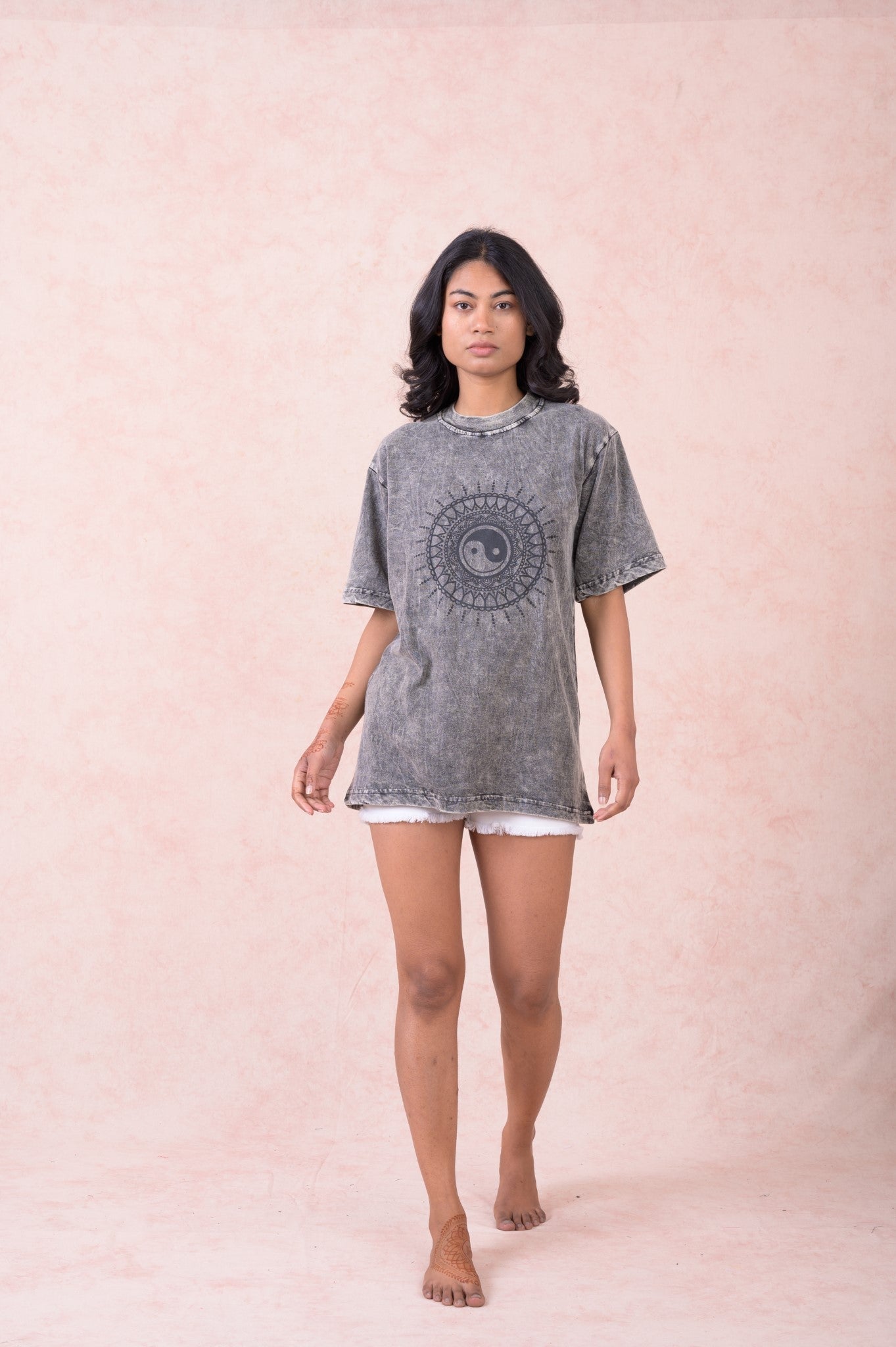 Rhea Yin Yang Mandala T-Shirt Black / Small