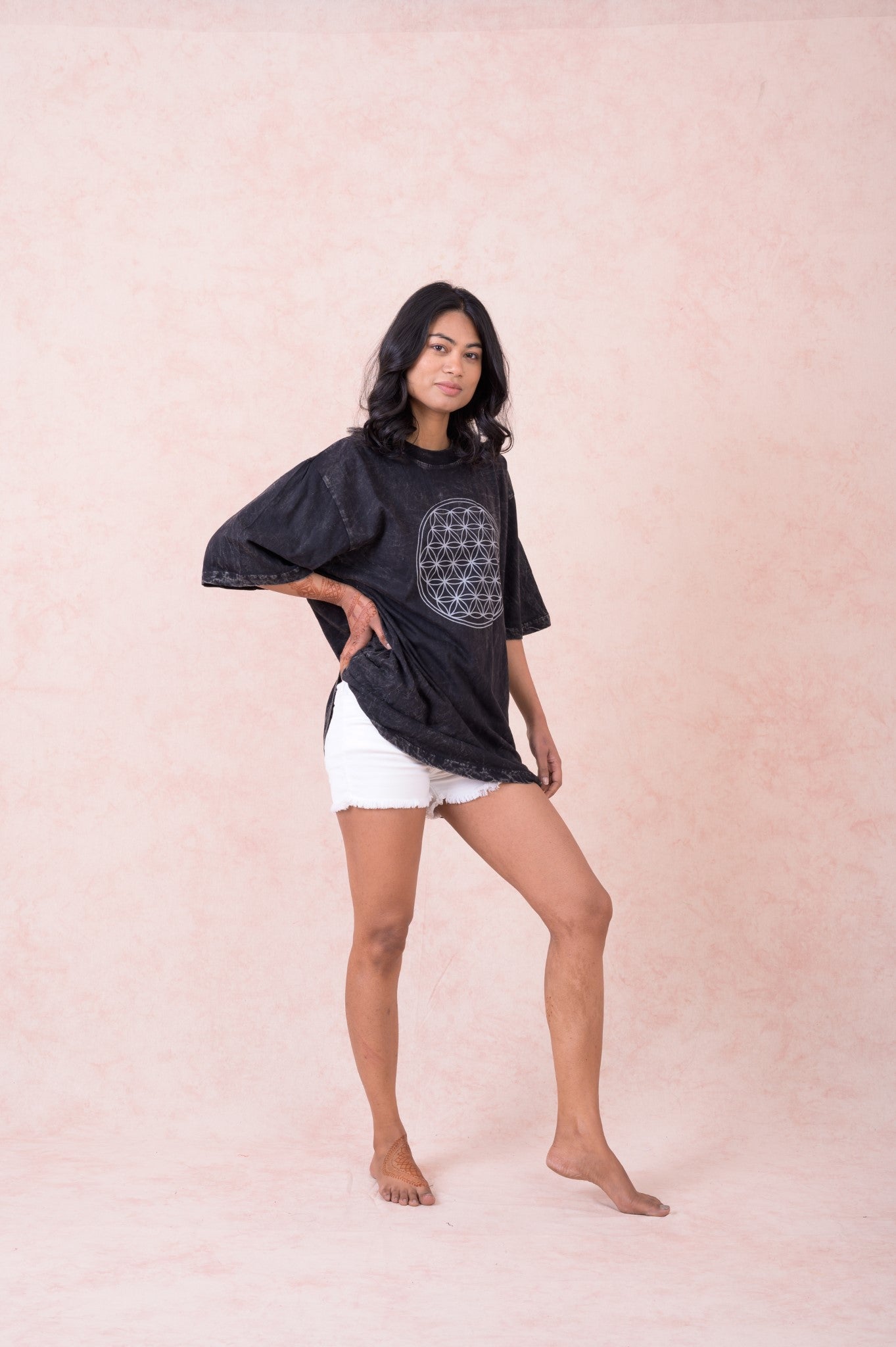 Rhea Flower of Life T-Shirt Black / Medium