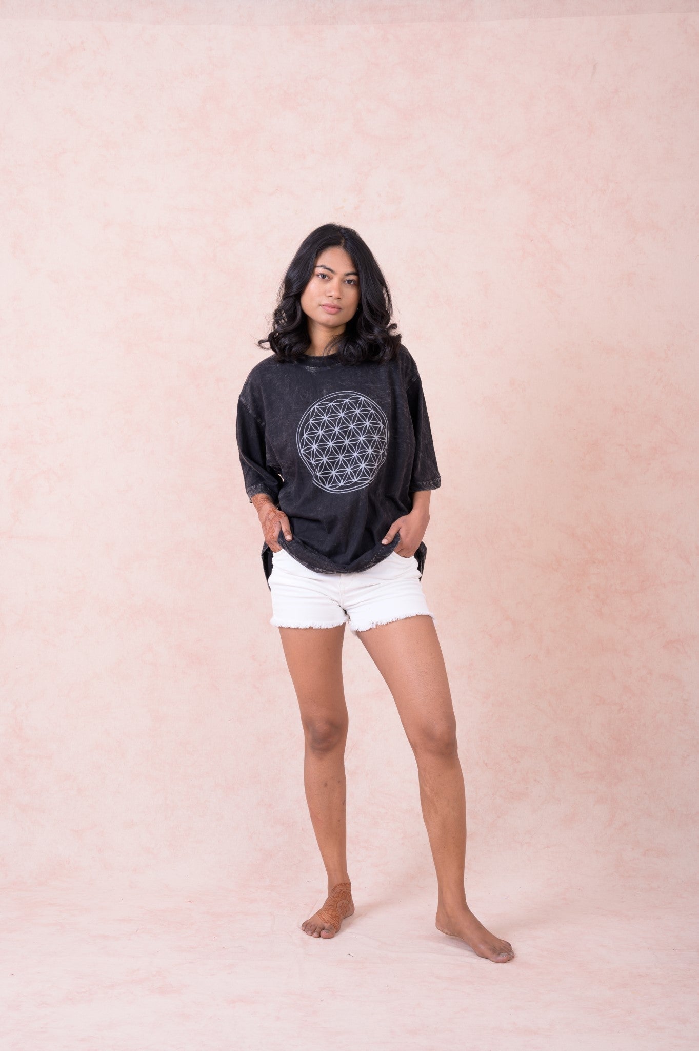 Rhea Flower of Life T-Shirt Black / Large