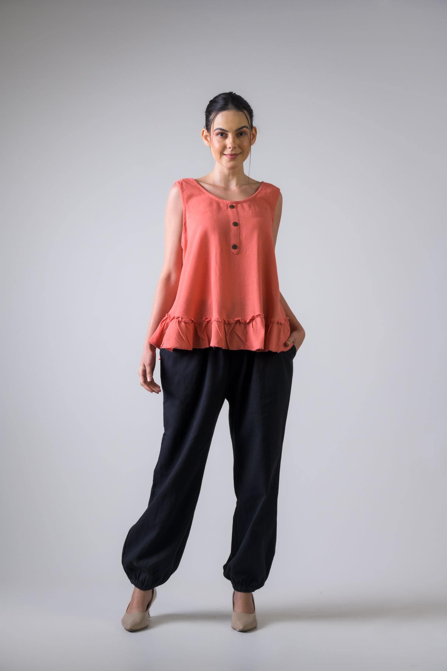 Rhea Buttons Tank Top Black / One Size