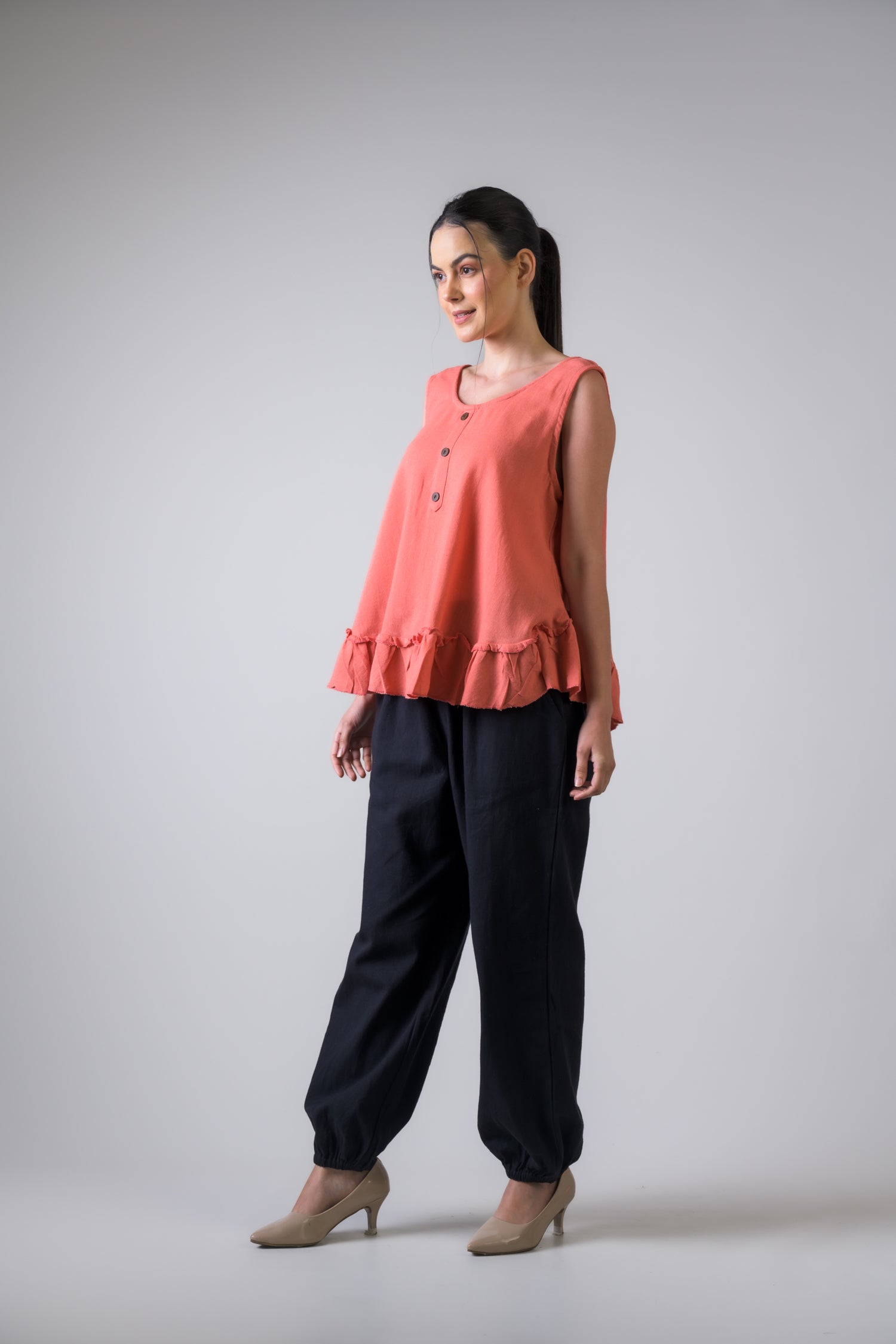 Rhea Buttons Tank Top Black / One Size