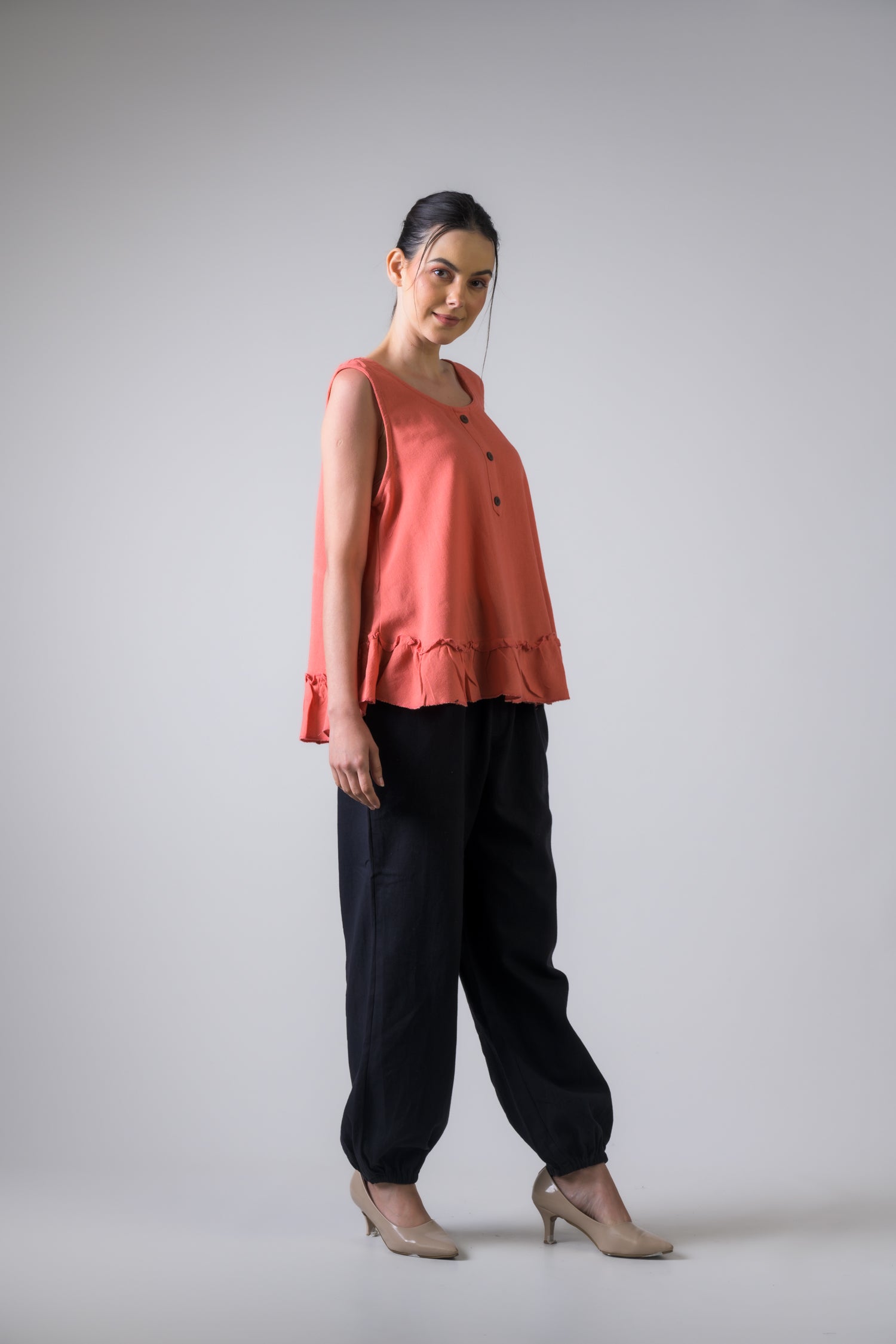 Rhea Buttons Tank Top Black / One Size